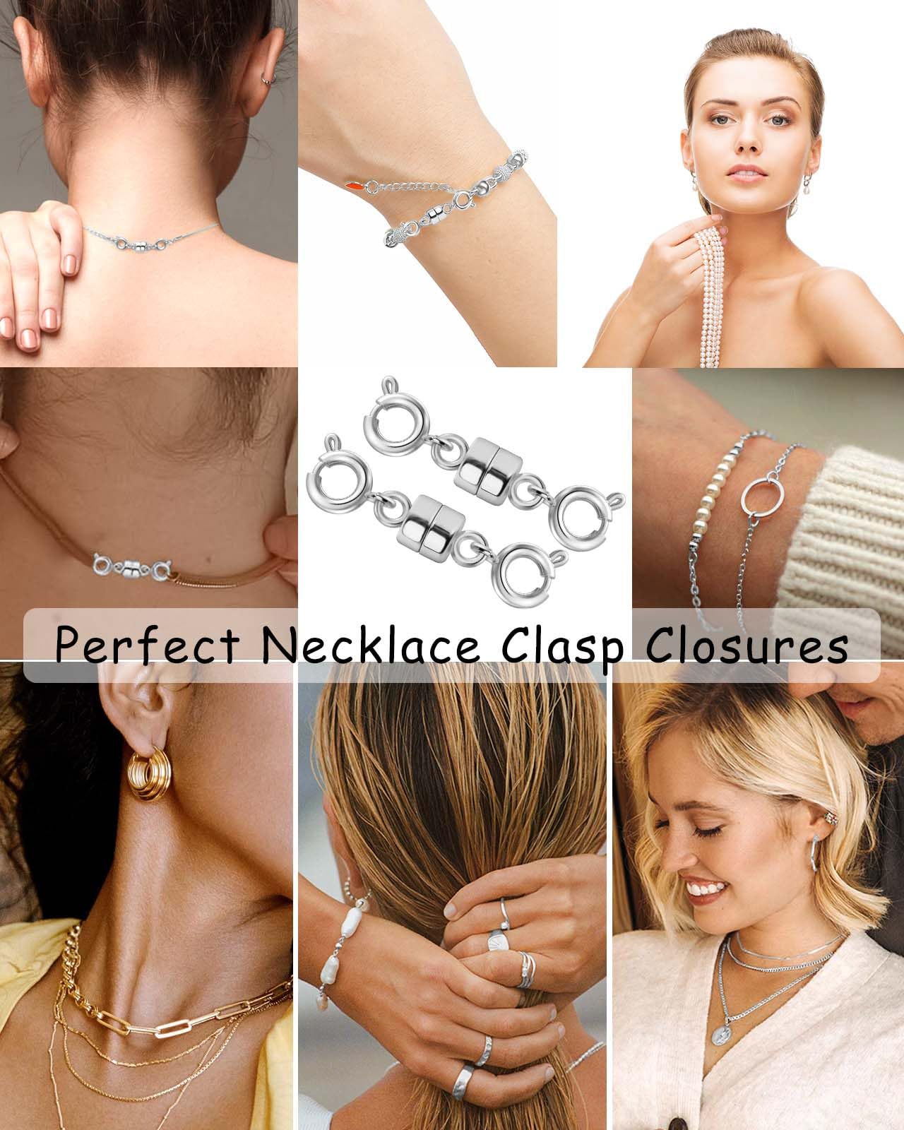 Dailyacc Magnetic Necklace Clasps and Closures, Double Open Bracelet Extender for Jewelry Converters Clasp (6 Gold, 6 Silver)