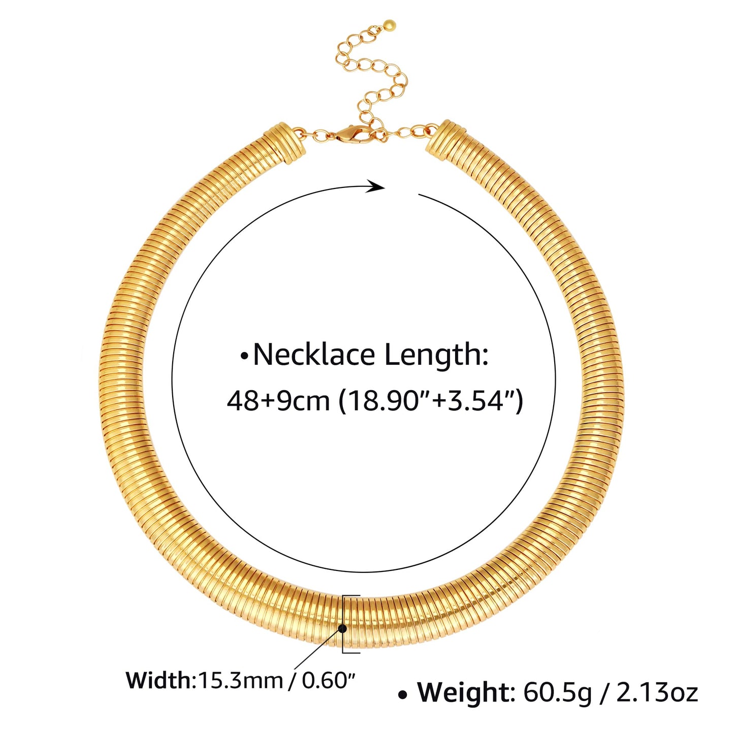 BONJOULRY Chunky Gold Choker Necklace for Women 14K Gold Plated Snake Chain Statement Necklace Collar Torque Vintage Chokers Necklaces Jewelry Gifts Collars