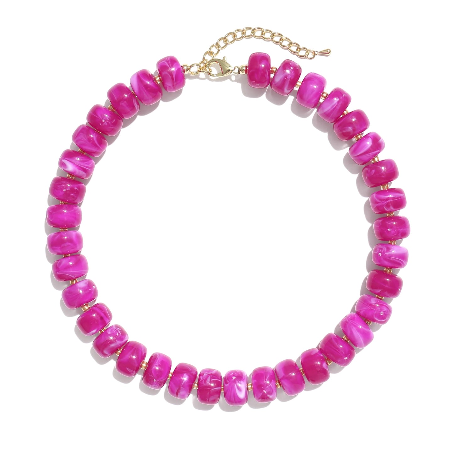 Badu Rose Chunky Beaded Necklace for Women,Acrylic Bead Choker Statement Necklace Cute Trendy Necklaces Jewelry Gifts