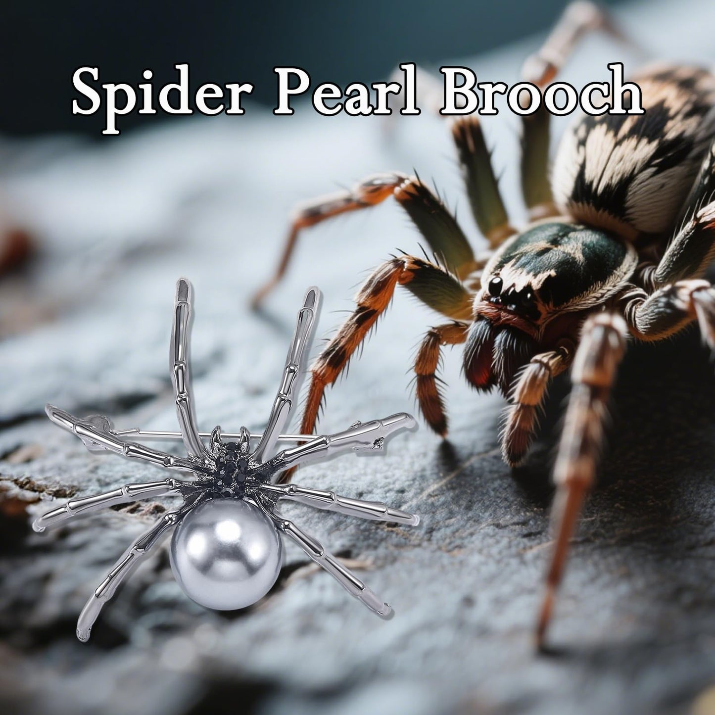 Pearl Spider Brooch for Women Black Spider Brooch Zircon Spider Pin Birthday Mother's Day for Mother Daughter Girlfriend