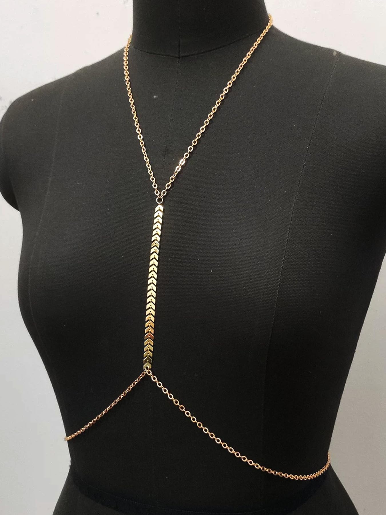 MODRSA Gold Body Chain Jewelry for Women Body Jewelry for Women Sexy Dainty Waist Chain Bra Chains Lingerie Summer Bikini Gold Chest Chains Bodychain Trendy Simple