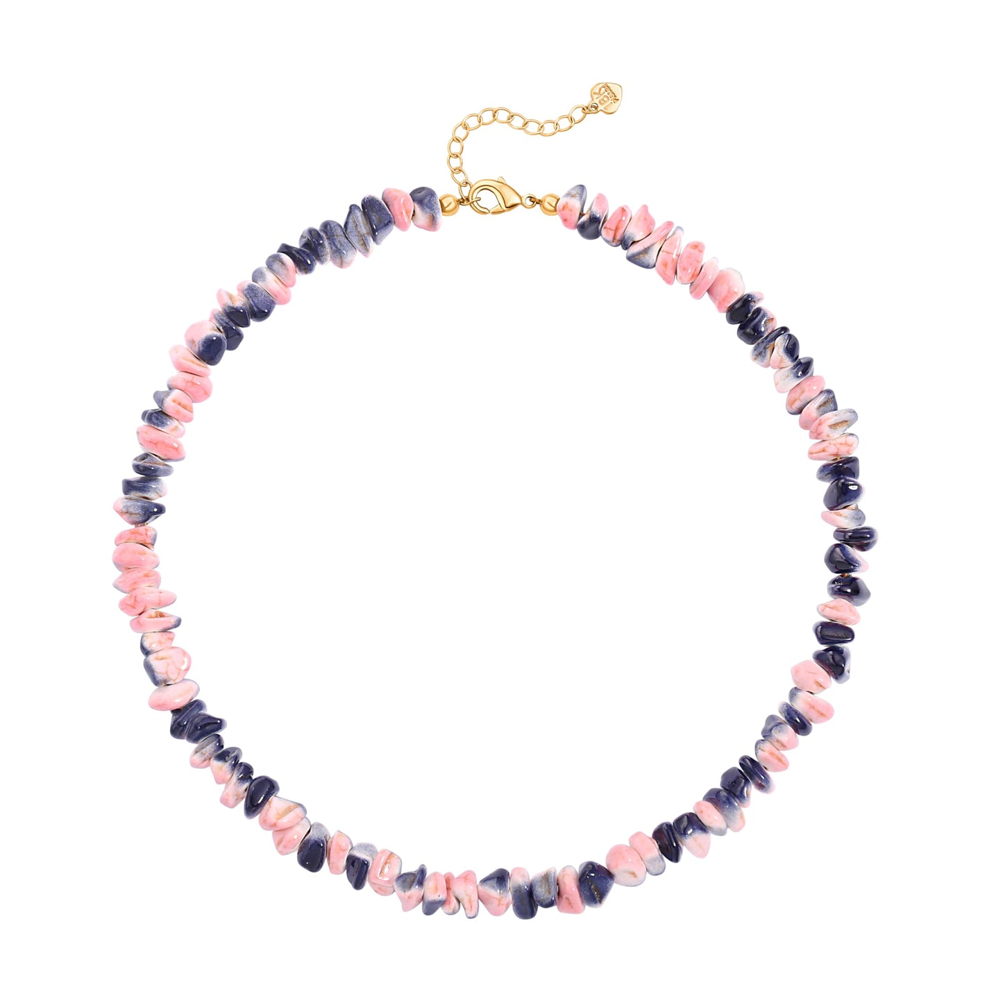 POTESSA Turquoise Choker Irregular Pink and Blue Necklace White Turquoise Adjustable Handmade Jewelry For Women