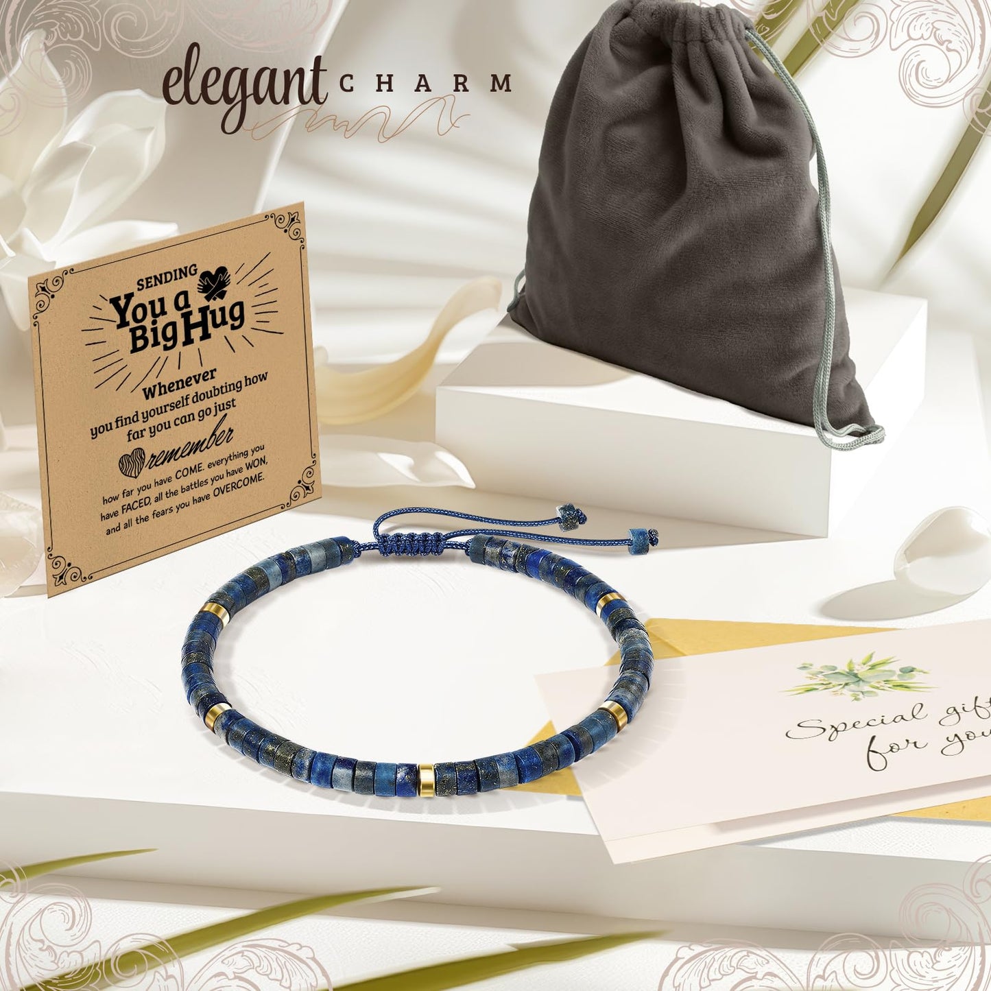 ZOKCC Inspirational Gifts Bracelets for Women Healing Natural Stone Bracelets - Get Well Soon Gifts for Women Sister Friend Bestie - Life is Tough But So are You Bracelet