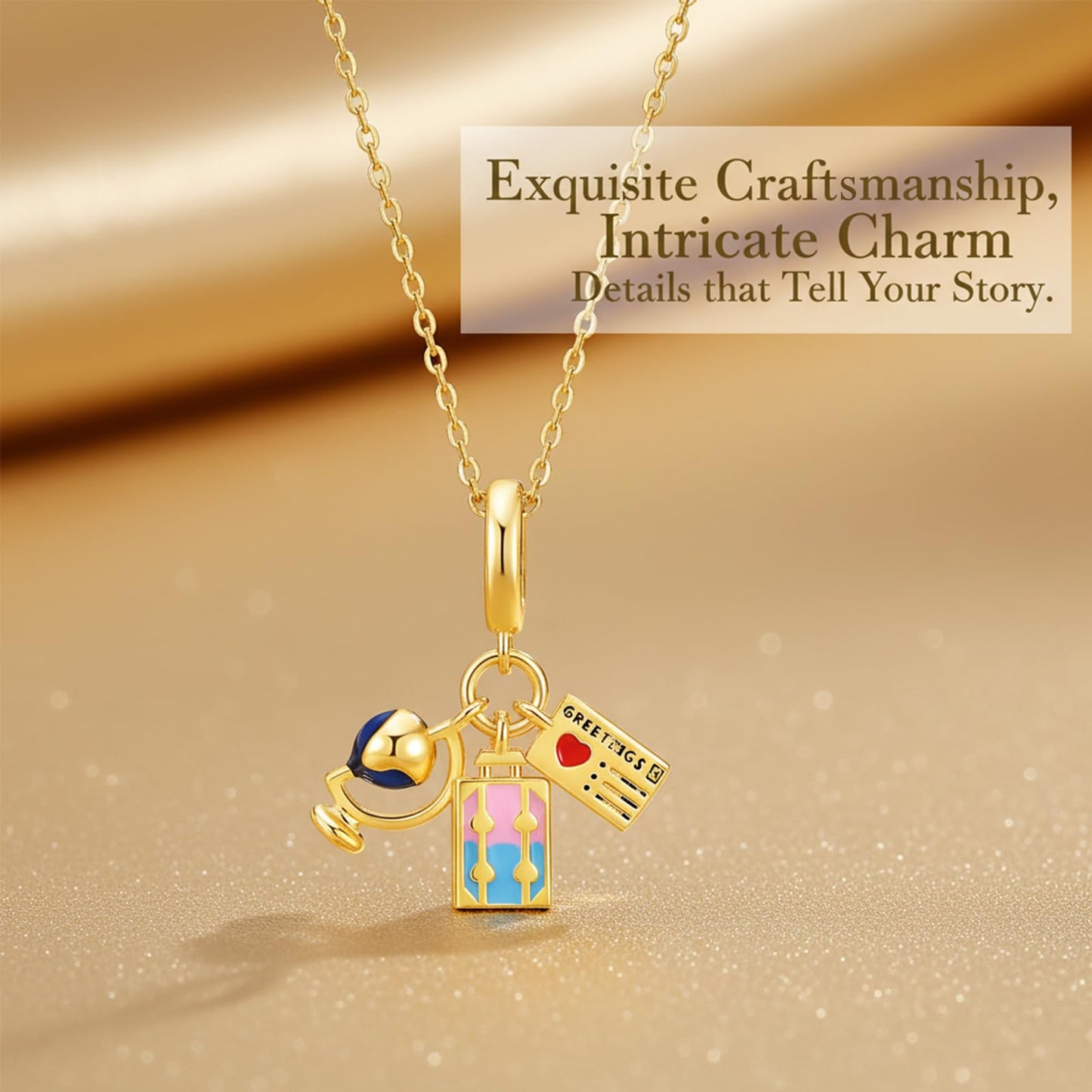 crataly Mini Enamel Travel Combination Necklace For Women-Gold Plated Globe Luggage Boarding Pass Necklace For Valentines Day Mother's Day Christmas Birthday Gifts