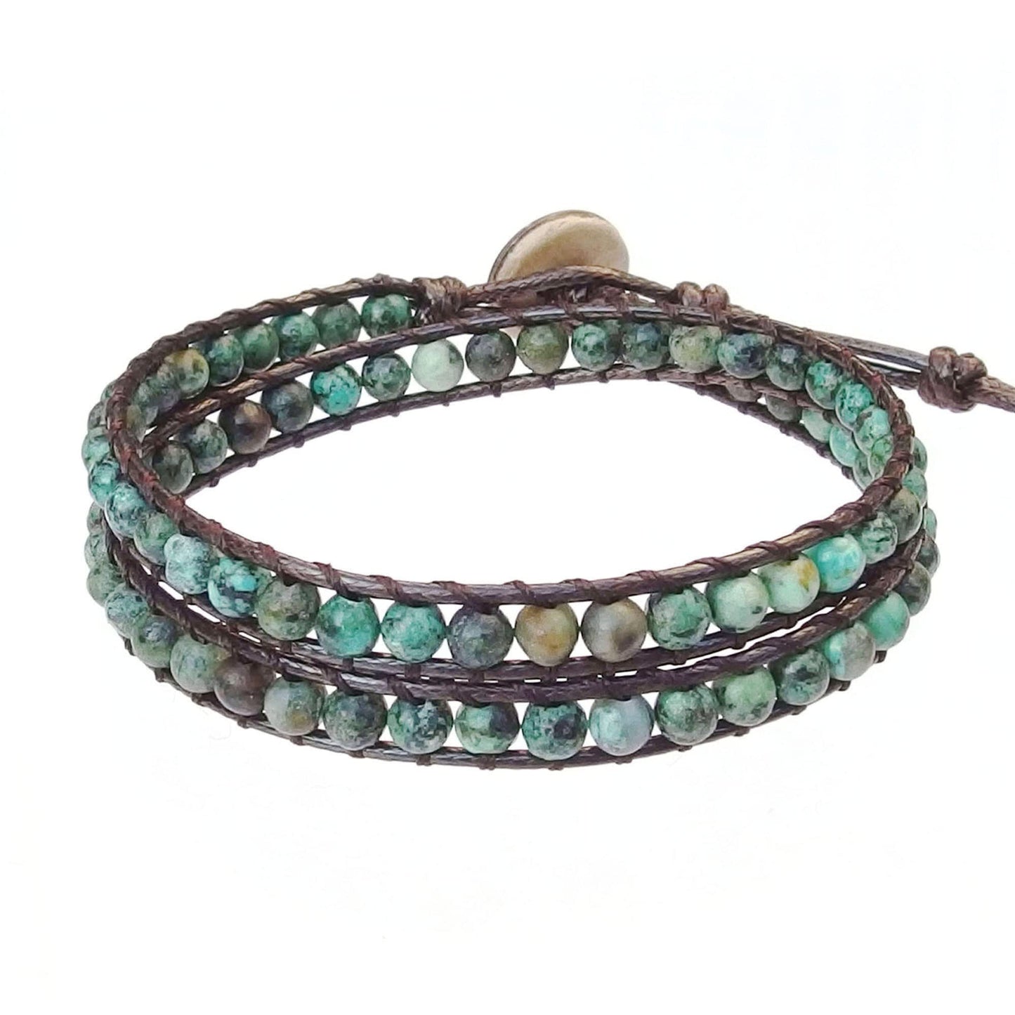 Ayriwoyi Africa Turquoise Wrap Bracelet for Women Beaded Wrap Bracelet For Women Green Stone Adjustable Bohemian Bracelets for Women