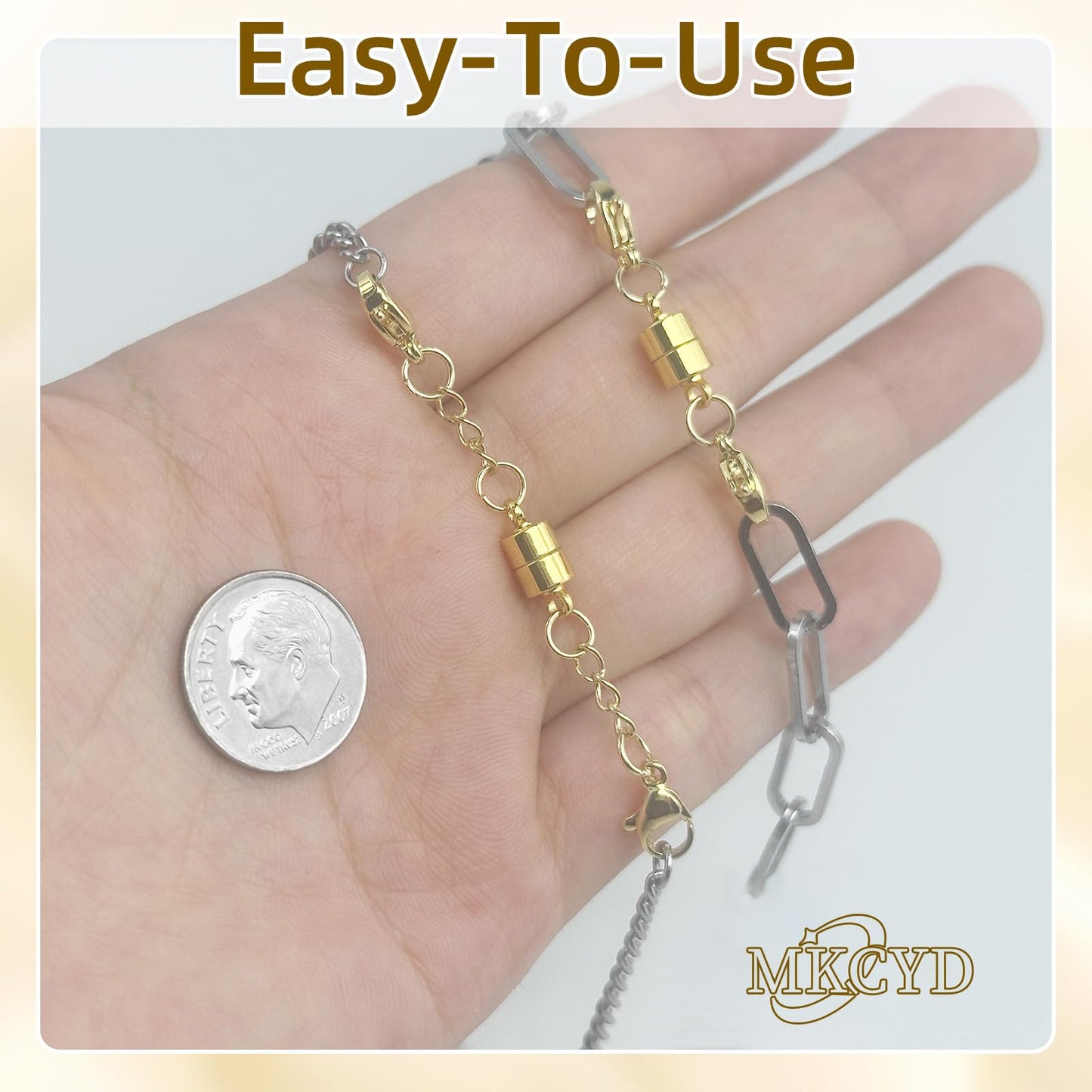 MKCYD Necklace Extender with Magnetic Clasps, Gold Magnetic Necklace Clasps and Closures with Necklace Extenders for Women