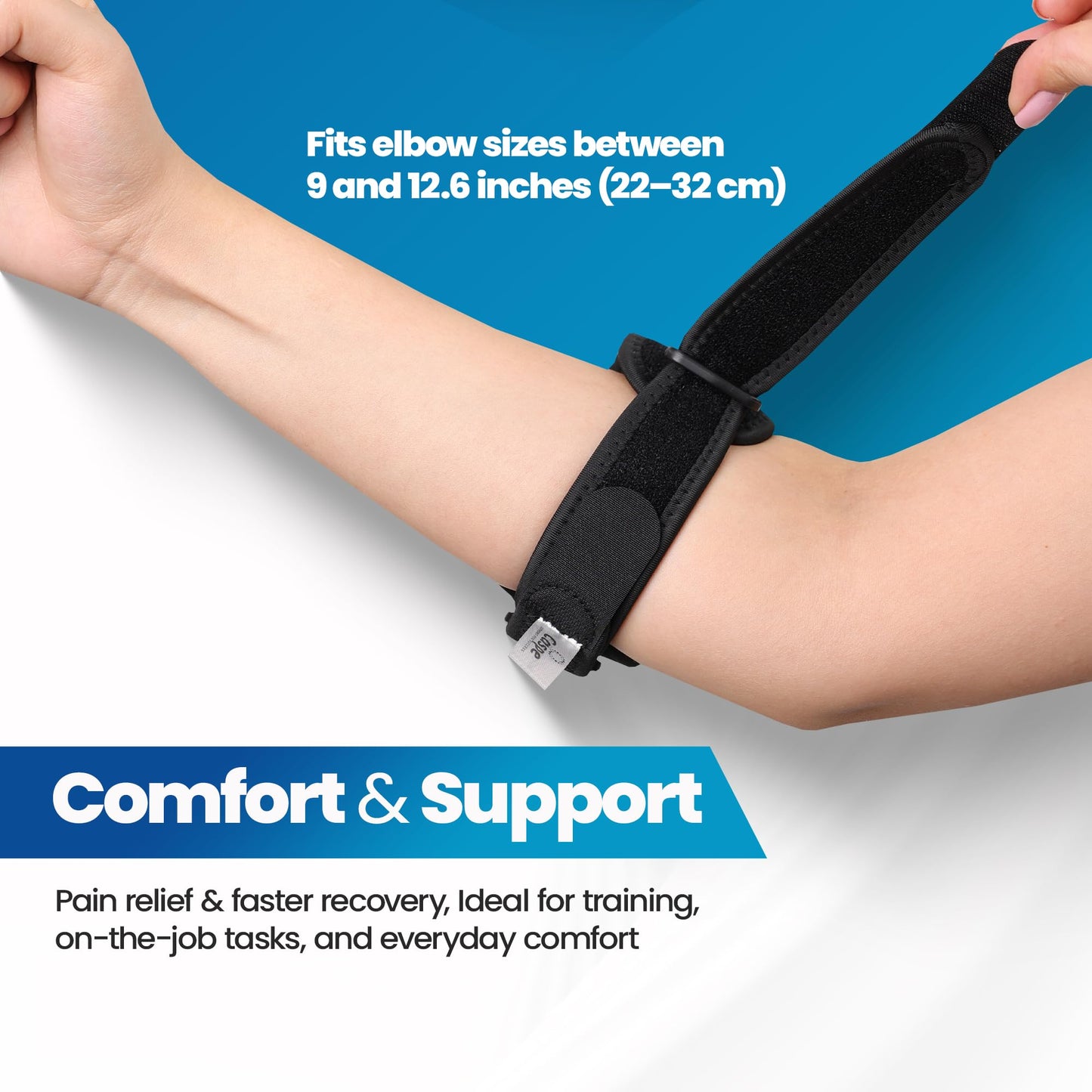 Caspe 2 Pack Tennis Elbow Brace for Men and Women – Adjustable Arm Brace for Tendonitis, Golfer’s Elbow and Bursitis – Arm Band & Counterforce Forearm Support, Daily Use Pain Relief – Black