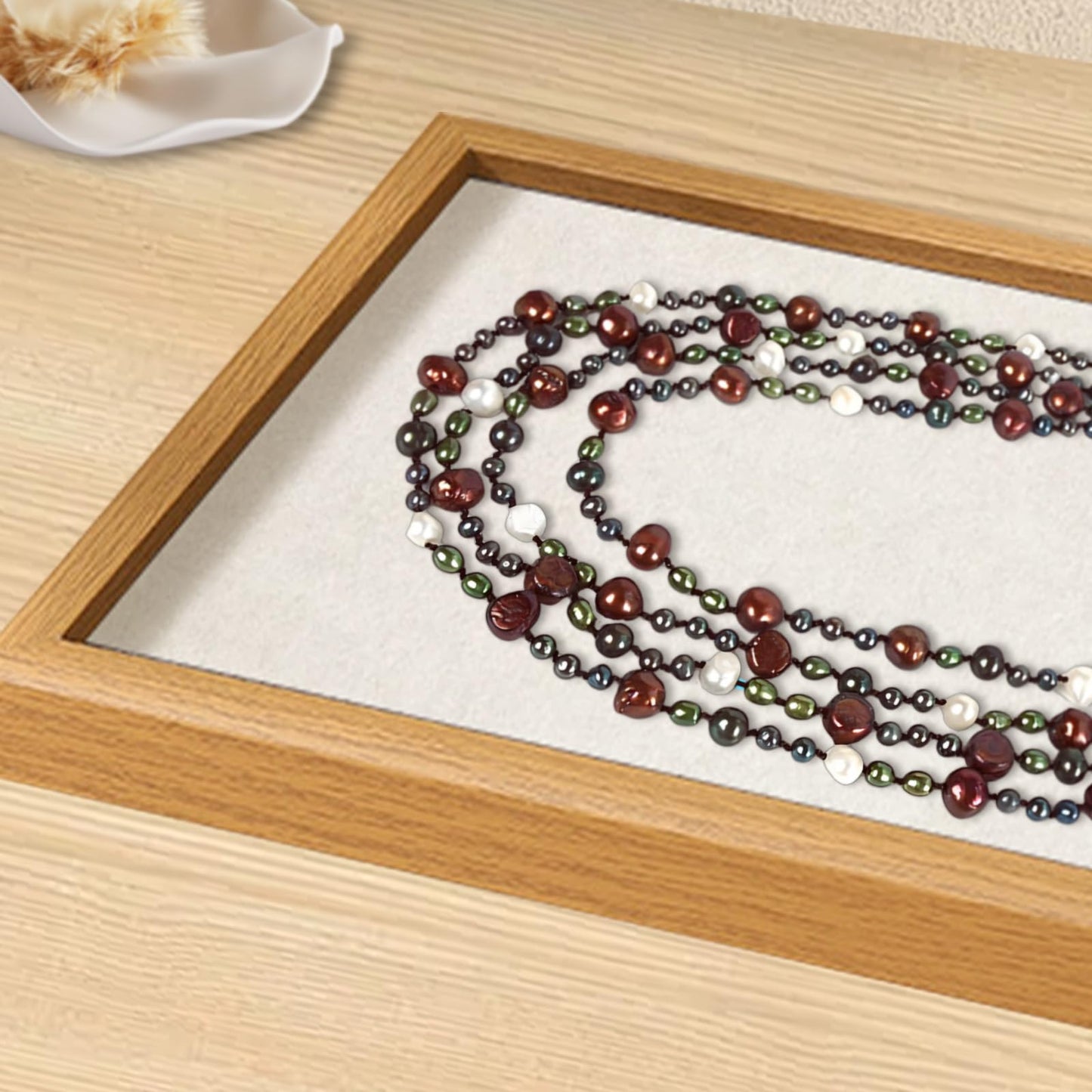 Handmade Freshwater Pearl Necklace – 4-Strand for Women 20" Elegant Long Adjustable Real Pearls Strand with Vintage Beaded Charms Baroque Pearl Luxury Jewelry Gift