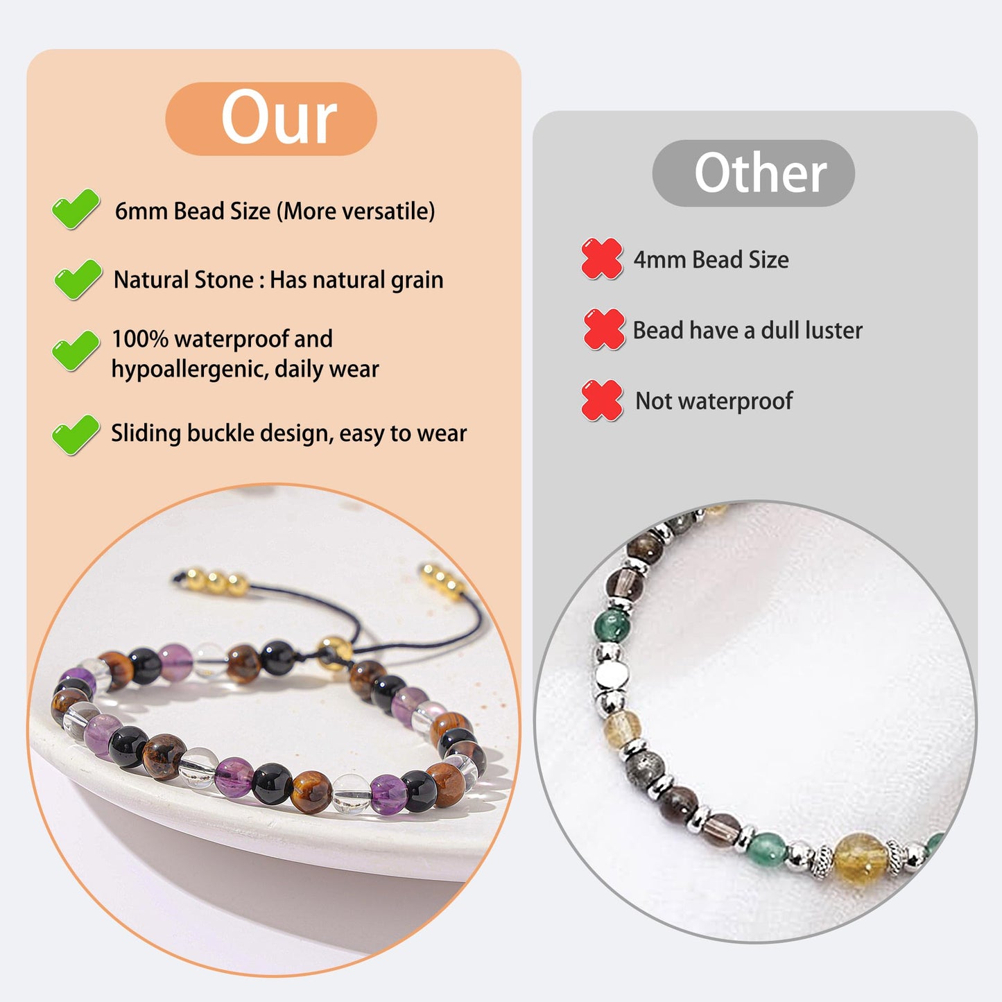 NUKAYAI Empath Protection Bracelet for Women Gifts Healing Emf Crystals Hematite Black Tourmaline Amethyst Jewelry Natural Stones