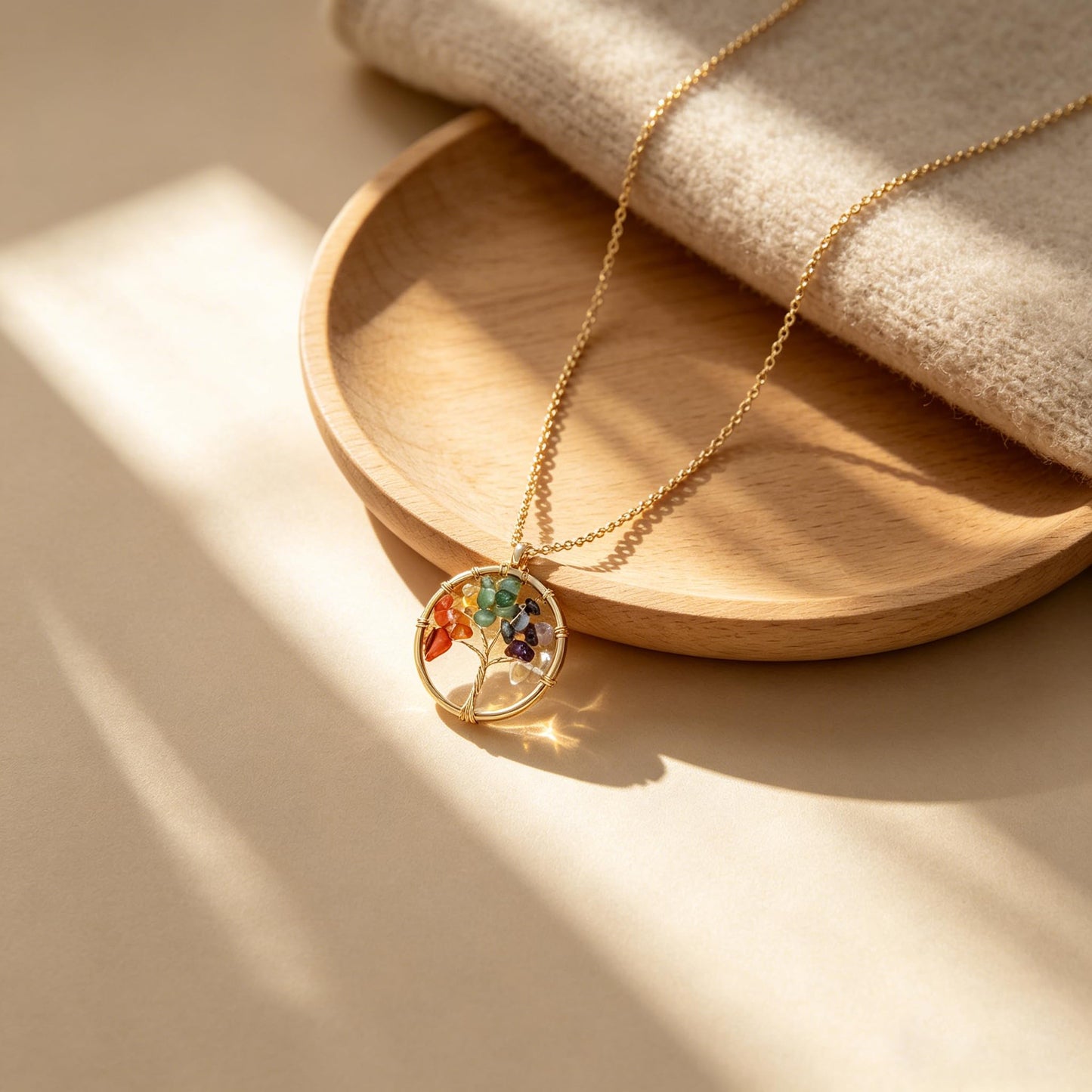 Baydurcan Tree of Life Necklace for Women, Natural Crystal Tree Pendant, Spiritual Healing stone Jewelry, Handmade Gift for Her