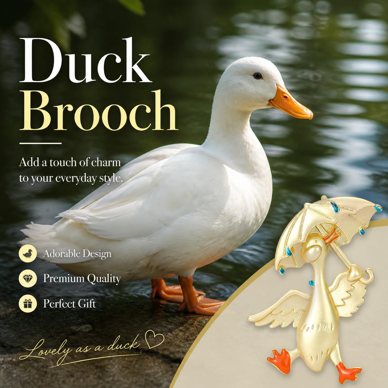 Duck Brooch for Women Cute Duck Pin Birthdays and Holidays for Family Friends