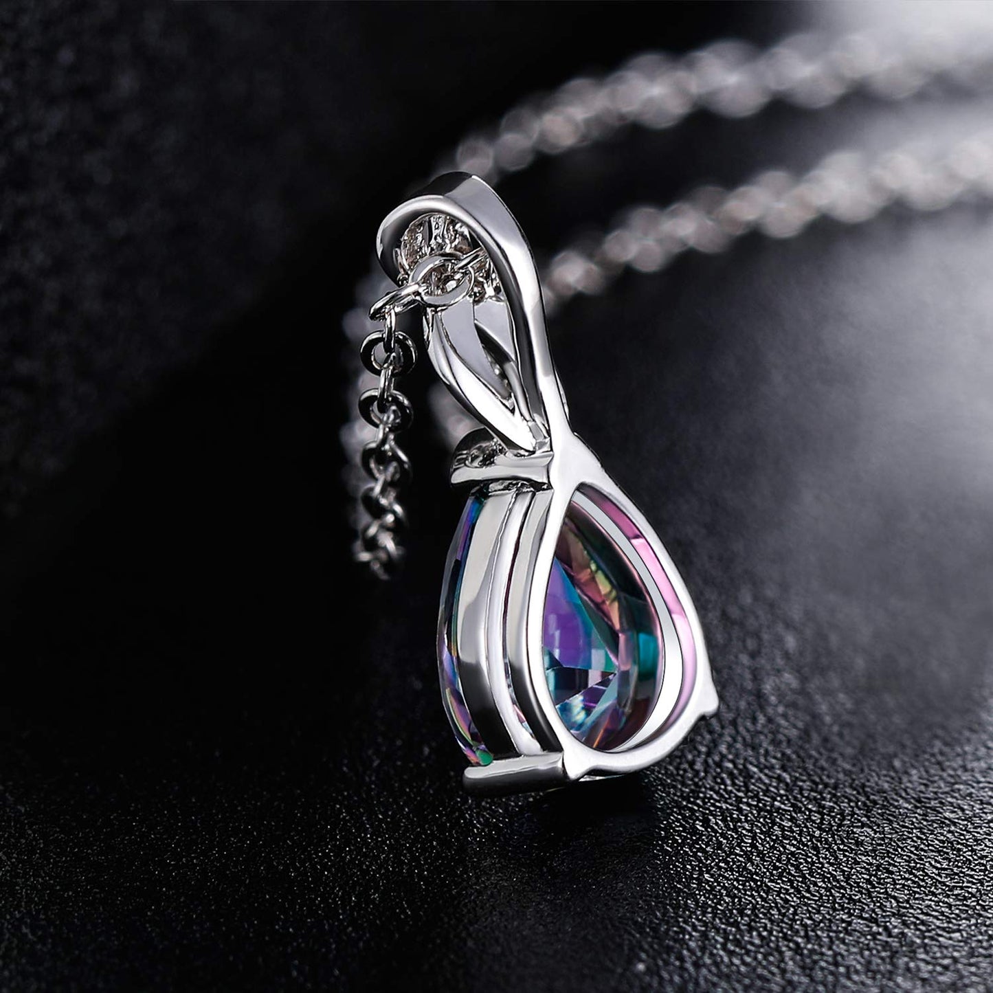 VOLUKA Eternity Ring for Women 18K Black Gold Plated Created Opal Mystic Topaz Amethyst Garnet Wedding Engagement Promise Band