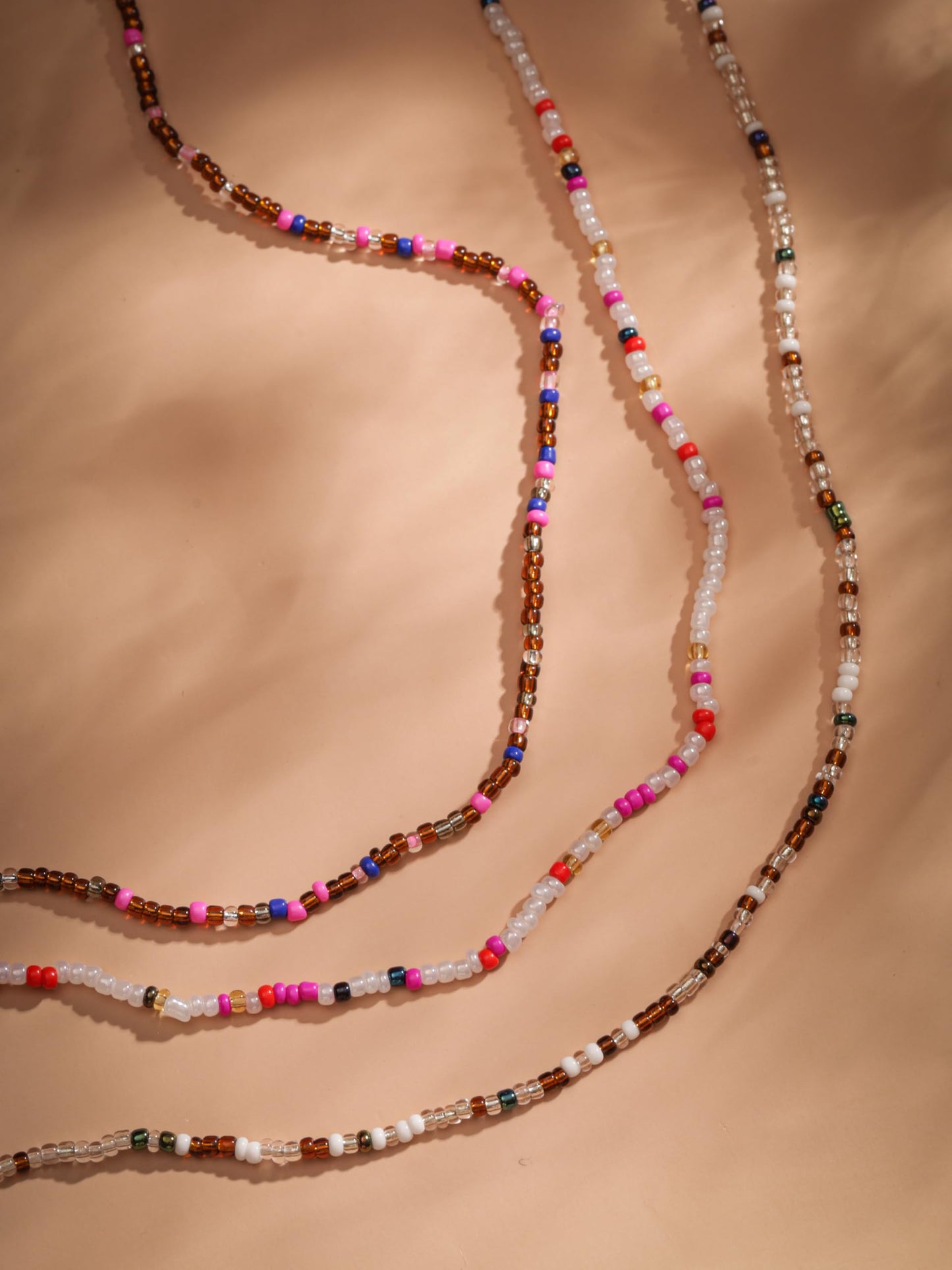MINACHI Set of 3 Colorful Boho Beaded Belly Chains, Summer Handmade Waist Beads For Women