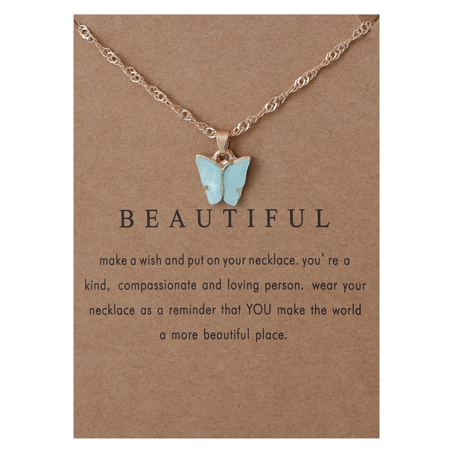 Rrdaily 9 Pcs Dainty Colorful Butterfly Pendant Necklace Set for Women,Bohemian Acrylic Butterfly Chain Necklace Cute Jewelry Gift (Style#B-gold card)