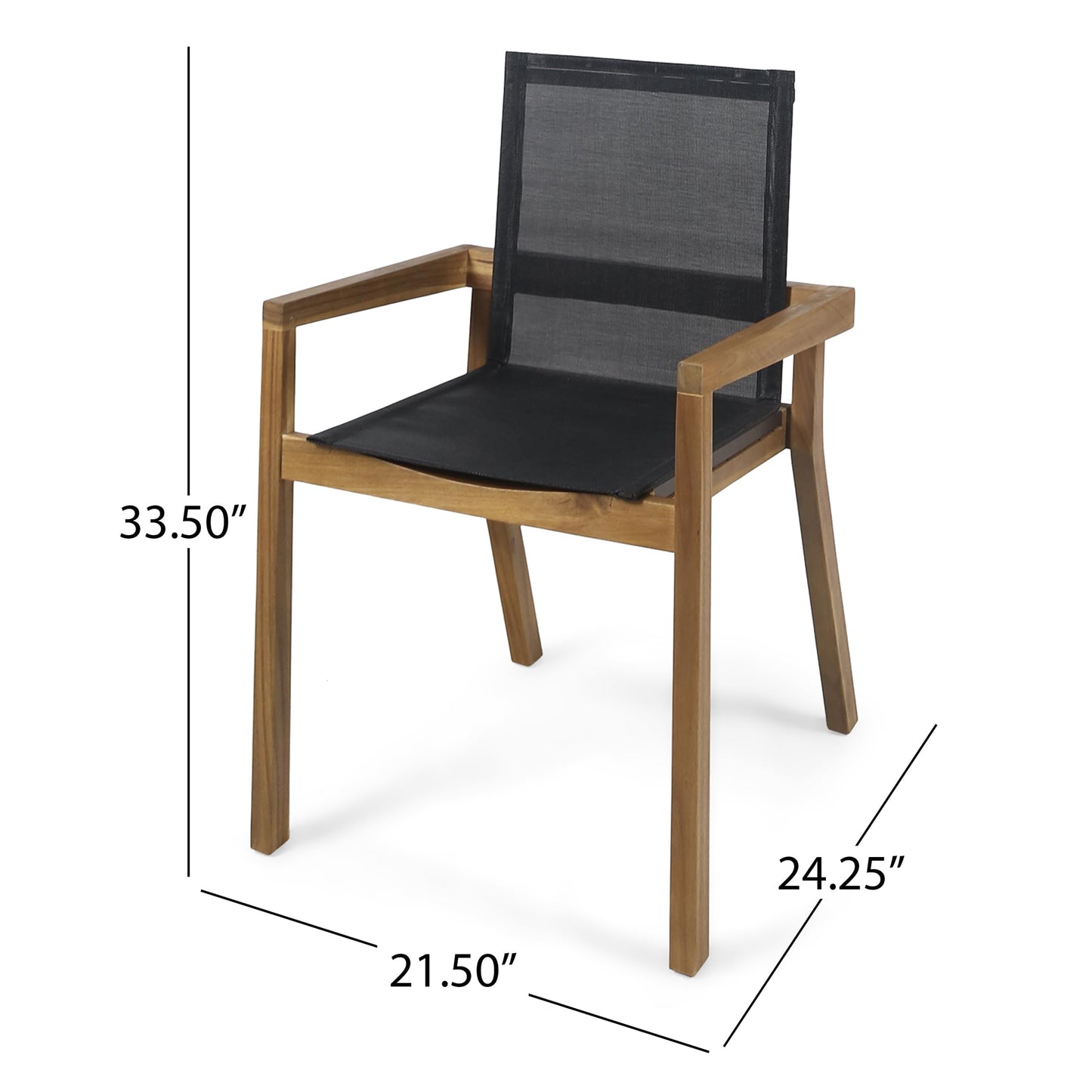 Christopher Knight Home Zion Acacia Wood Outdoor Dining Set for 6, 7 Piece Patio Dining Table and Chair Set, Wooden Outdoor Dining Armchair and Table Set, Teak+Dark Grey