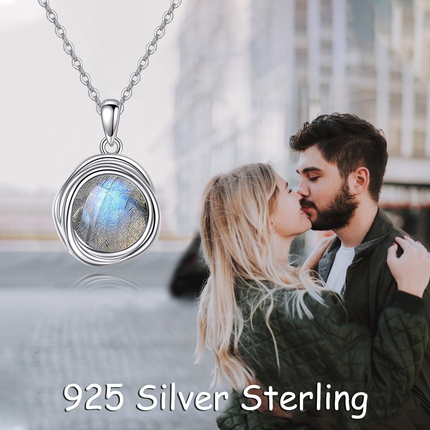 POPLYKE Labradorite Necklace for Women 925 Sterling Silver Labradorite Jewelry Gifts for Her