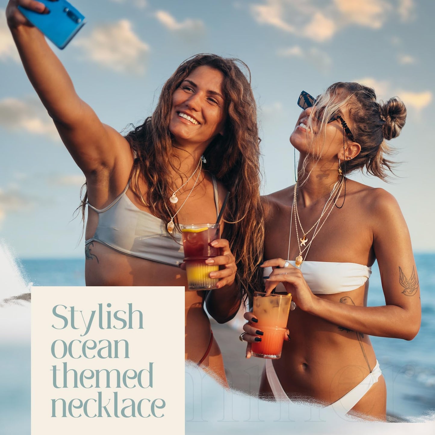 Tondiamo 50 Pack Seashell Necklace Bulk for Women Natural Ocean Themed Jewelry Adjustable Conch Scallop Pendant Necklace for Summer(5 styles)
