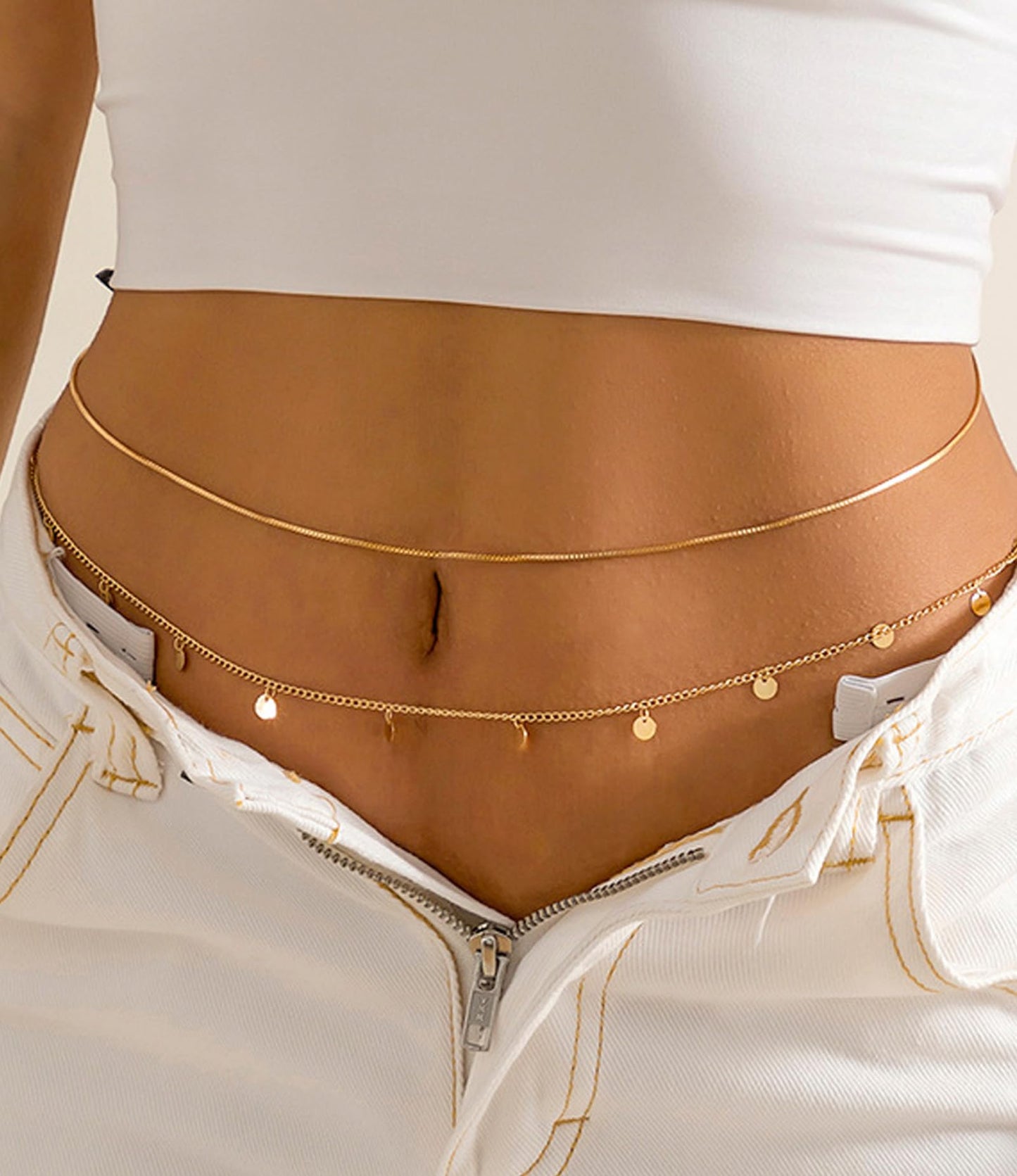 MODRSA Belly Chain Waist Chain for Women Gold Waist Jewelry for Women Waist Jewelry Gold Belly Chain Multi-layer Stomach Jewelry Chain Body Chain Jewelry, MO240312YLA01