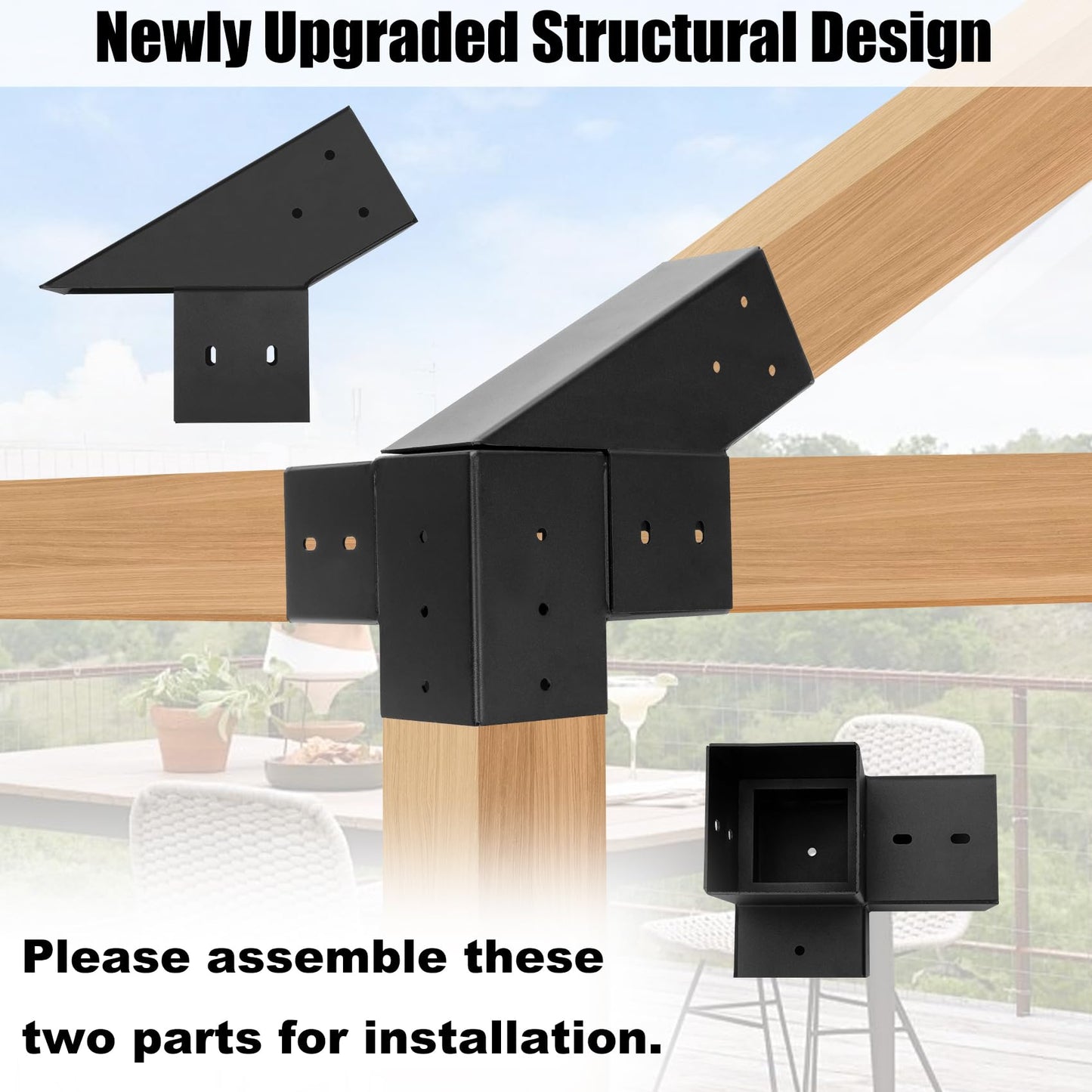 30° Slanted Pergola Whole-Set Kit for 4" x 4" Wood Pergola, Easy to Install, Weather - Resistant Bracket Kit for Carports, Gardens & More (14 Pcs)