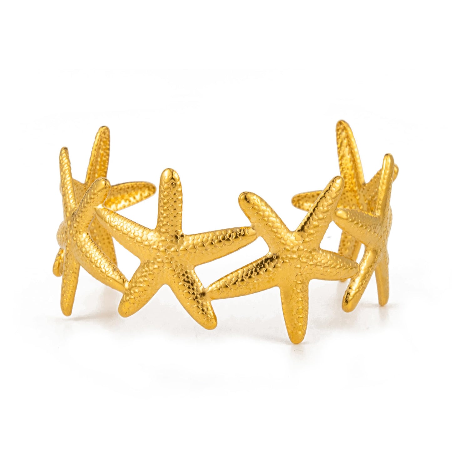 TONLUYAX Chunky Gold Starfish Cuff Bracelets for Women Trendy Textured Summer Beach Bangle Bracelets Ocean Statement Bracelet Jewelry