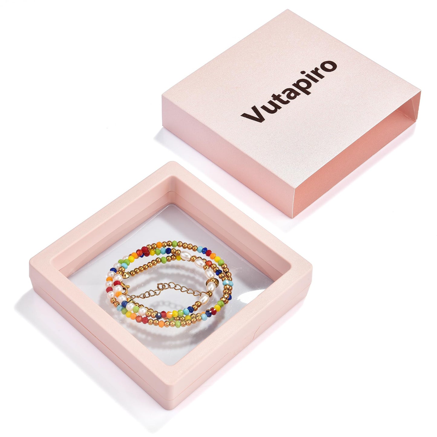 Vutapiro Colorful Beaded Beach Jewelry Summer Ladies Necklace Rainbow Inspired Boho Style (Colorful)