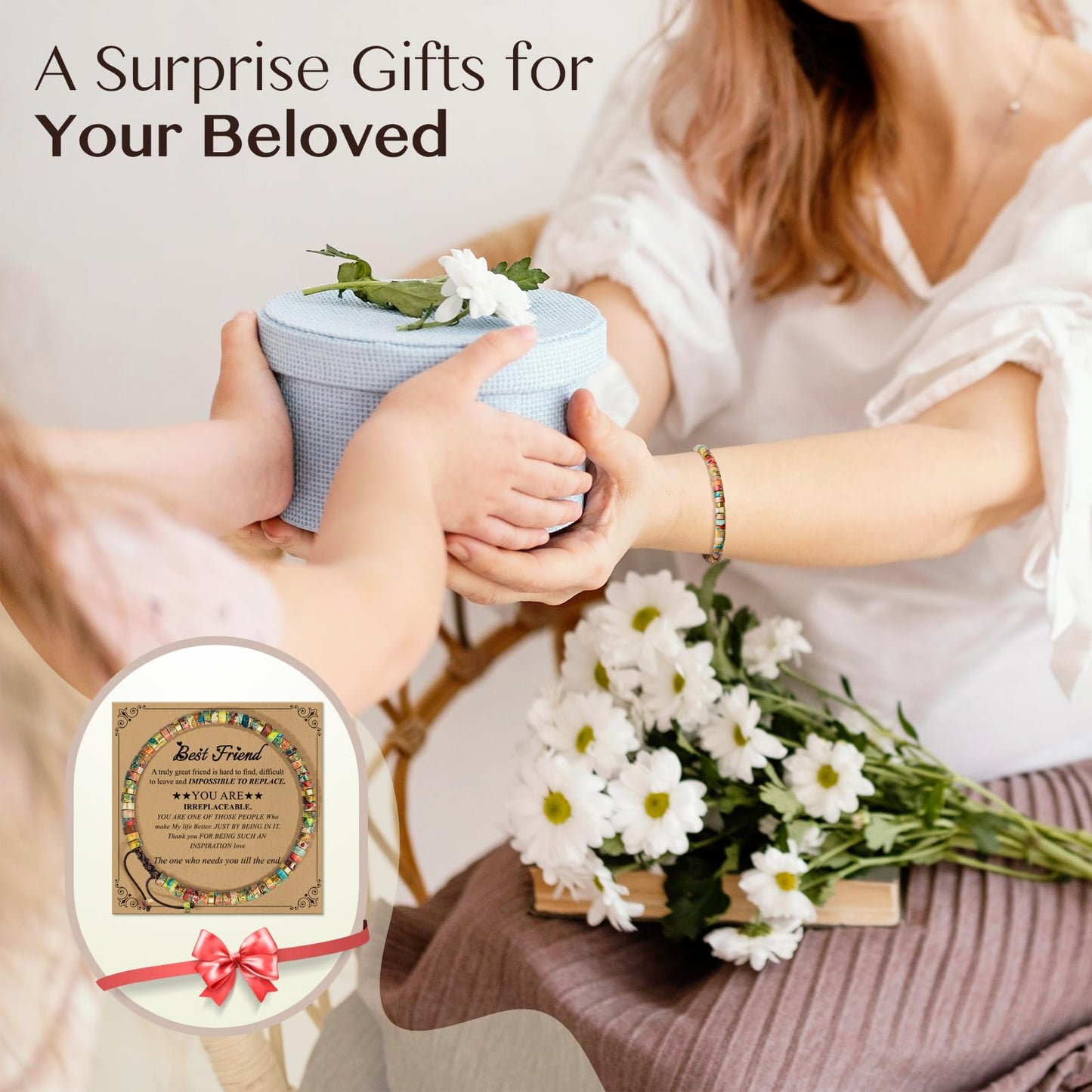 ZOKCC Friendship Bracelet Gifts for Women: Inspirational Natural Stone Bracelet for Women - Birthday Christmas Day Graduation Gifts for Friend, Sister, Bestie, BFF