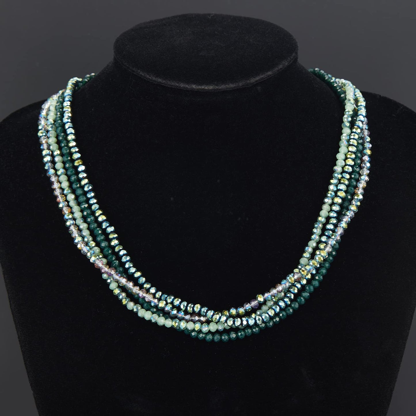 Noessla Multi-layer Crystals Beaded Choker Necklace for Women Colorful Boho Statement Necklace Trendy Costume Party Jewelry Mothers day Gifts for Mom(29-Green)