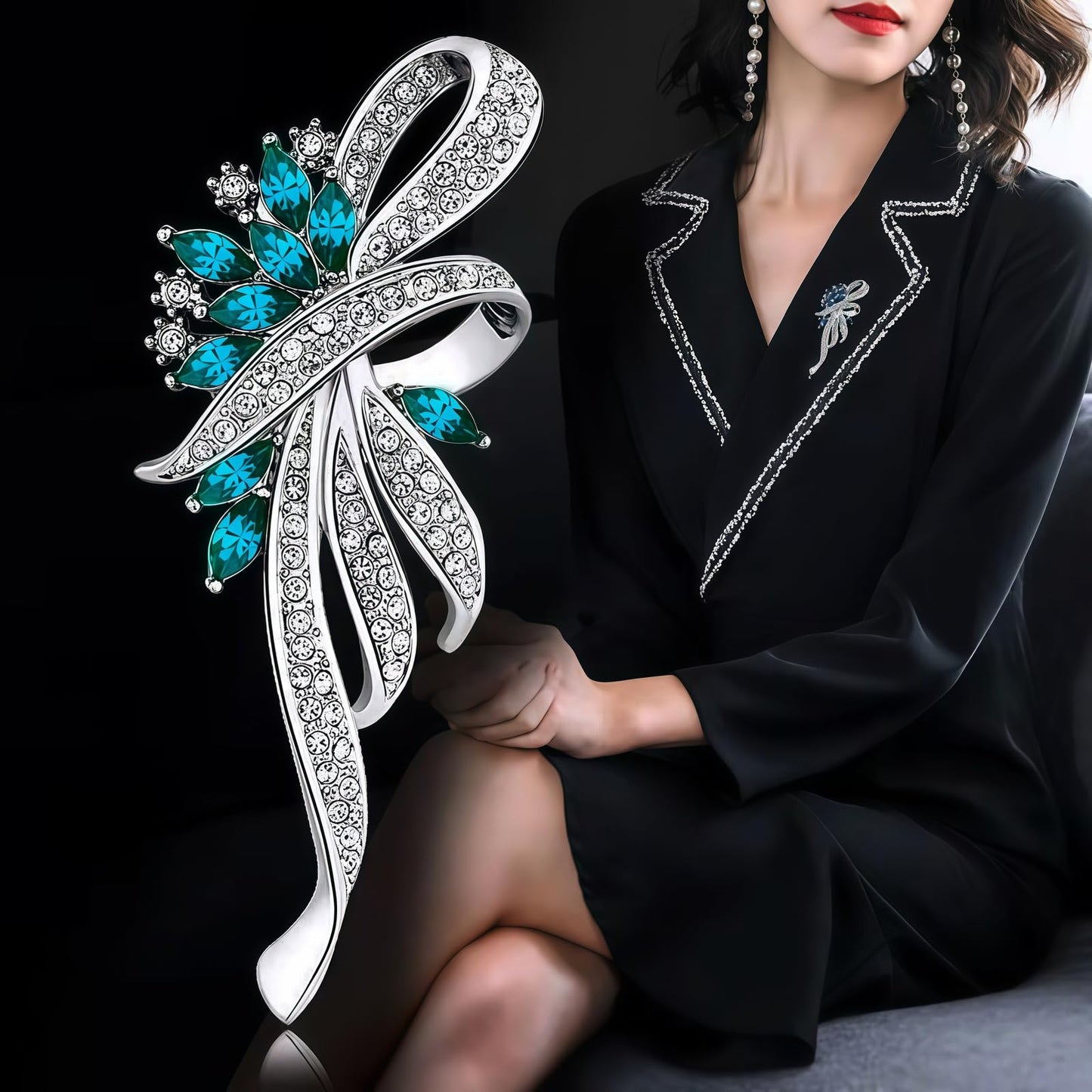 Yaximhozz 2pcs Rhinestone Brooch Pin for Women Dress Elegant Stylish Crystal Brooches Fashion Accessories Pins Lapel Boutonniere Ideas Wedding Christmas Birthday Jewelry Easter Gift (19 Red heart/Silver)