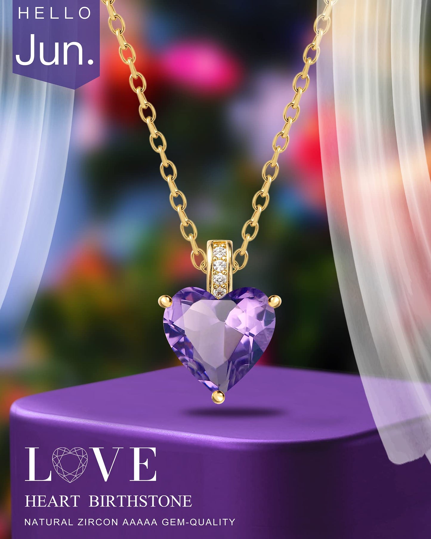 MIDDLUX June Birthstone Jewelry for women, Heart Necklace, June Birthday Gifts for Women, Love Necklace