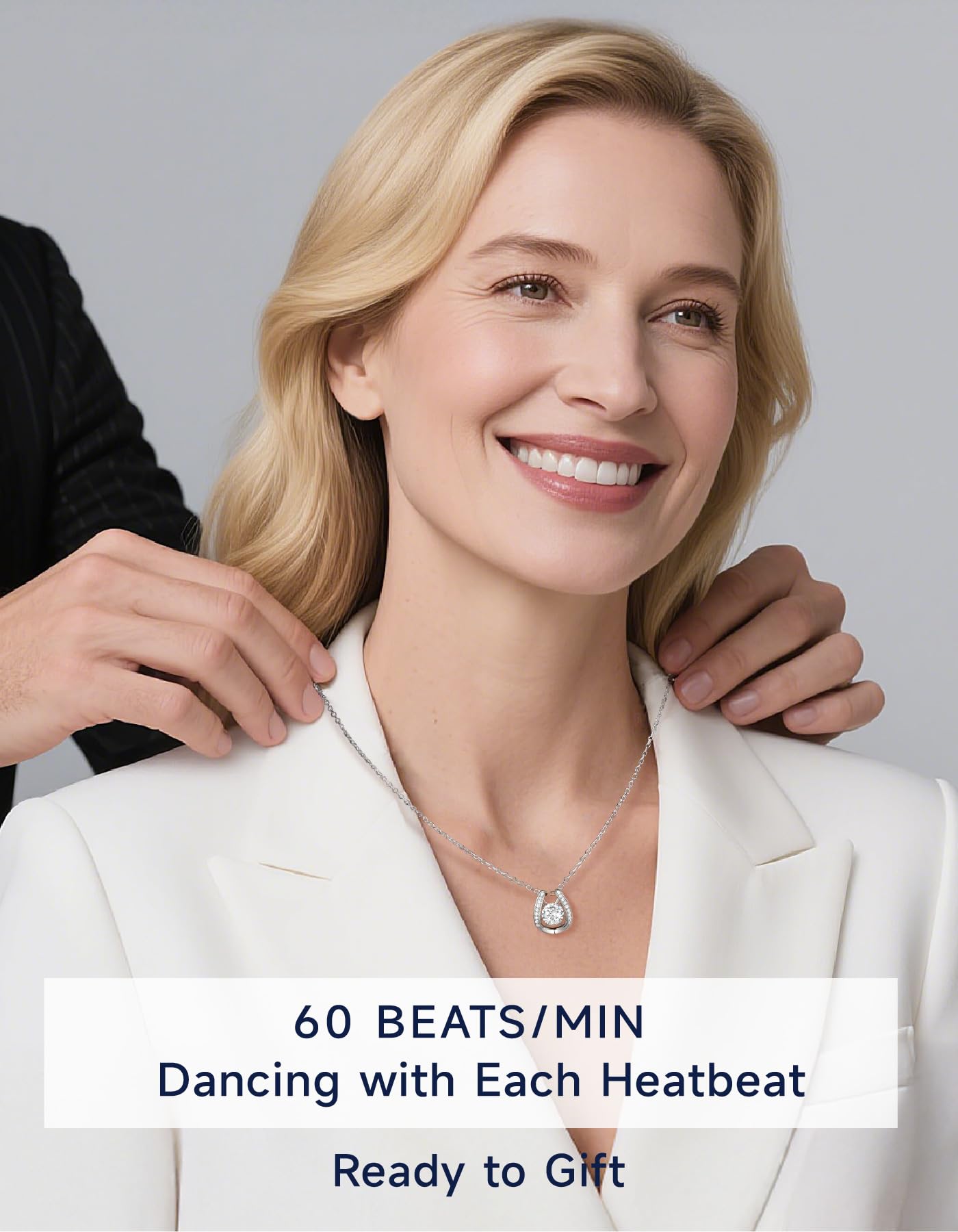 MomentWish Horseshoe Necklace for Women, Sparkling Gifts for Wife, 1Carat Moissanite Pendant for Women 925 Sterling Silver Dance Necklace, Birthday Anniversary