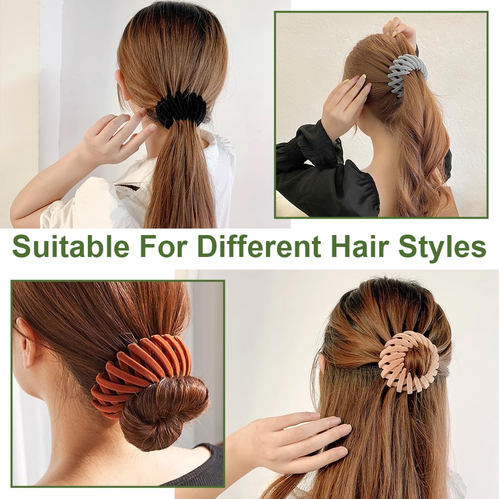 Aokid 8PCS Birds Nest Hair Clips - Expandable Hair Bun Maker Hair Accessories for Women Ponytail Holder Hair Bun Clip for Thin Thick Fine Curly Hair, Plastic Hair Barrettes Hair Scrunchies