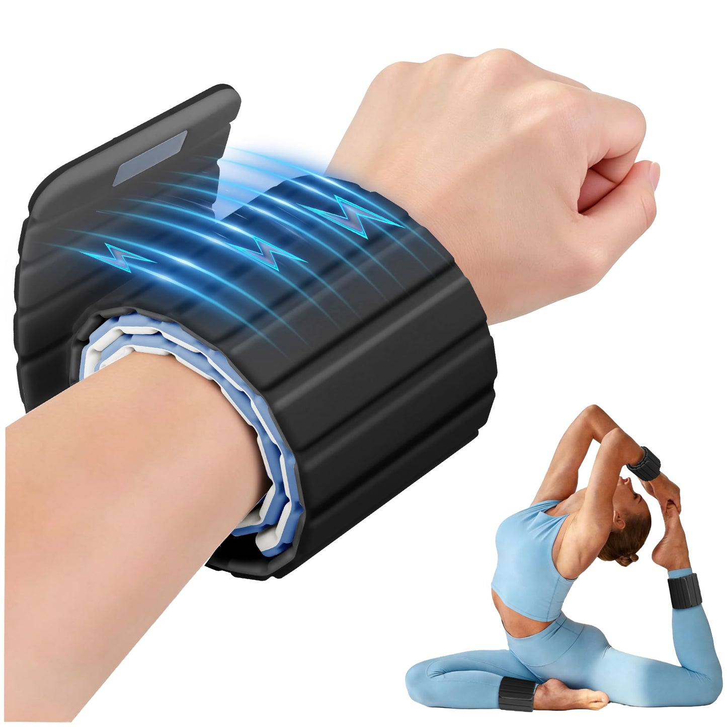 BECOJADDE Wrist Weights Ankle Weights for Women 1 Pair (2.2 lb Each) Silicone Magnetic Leg Arm Weighted Bracelet for Home Yoga Pilates Gym Workout Walking Jogging, Black Gray