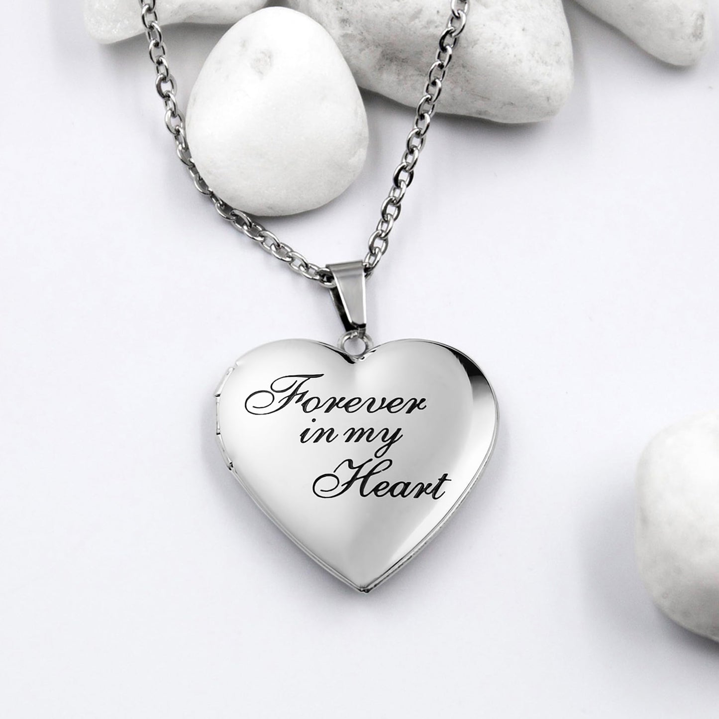 PHOCKSIN Forever In My Heart Locket Necklace For Women Lockets For Girlfriend That Hold Pictures Gifts For Christmas Mothers Day