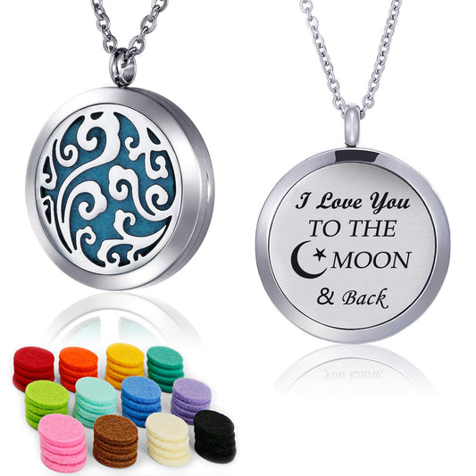 Essential Oil Necklace Diffuser Family Tree of Life Necklace Pendant Aromatherapy Locket Gifts (Sunflower)