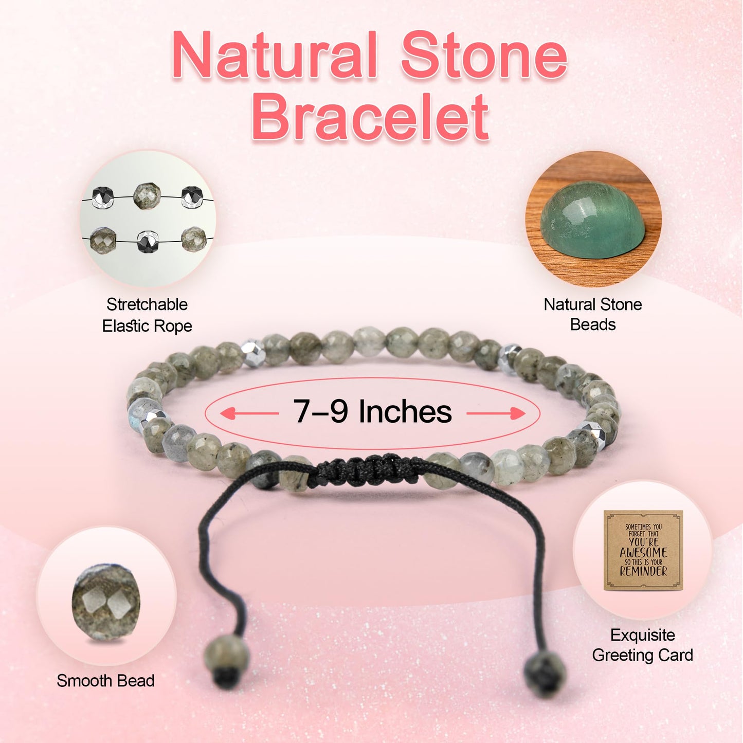 ZOKCC Sometimes You Forget You're Awesome Gifts Healing Natural Stone Beaded Bracelets Gift - Inspirational Gifts for Her Mom Friend Sister Women Bestie