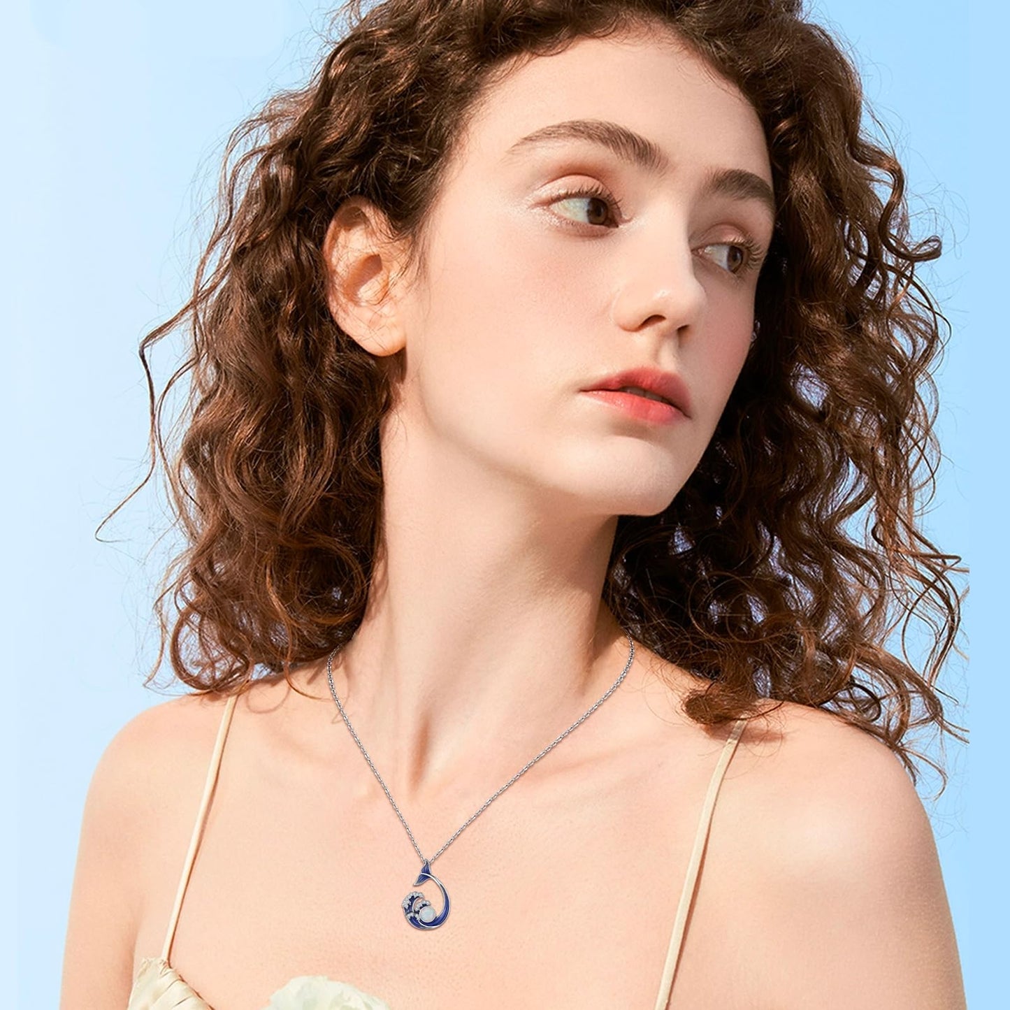 KoyeKei Whale Tail Necklace for Women 925 Sterling Silver Whale Tail Wave Necklace Wave Opal Ocean Themed Pendant Beach Jewelry Graduation Gifts for Wife Sister Lover