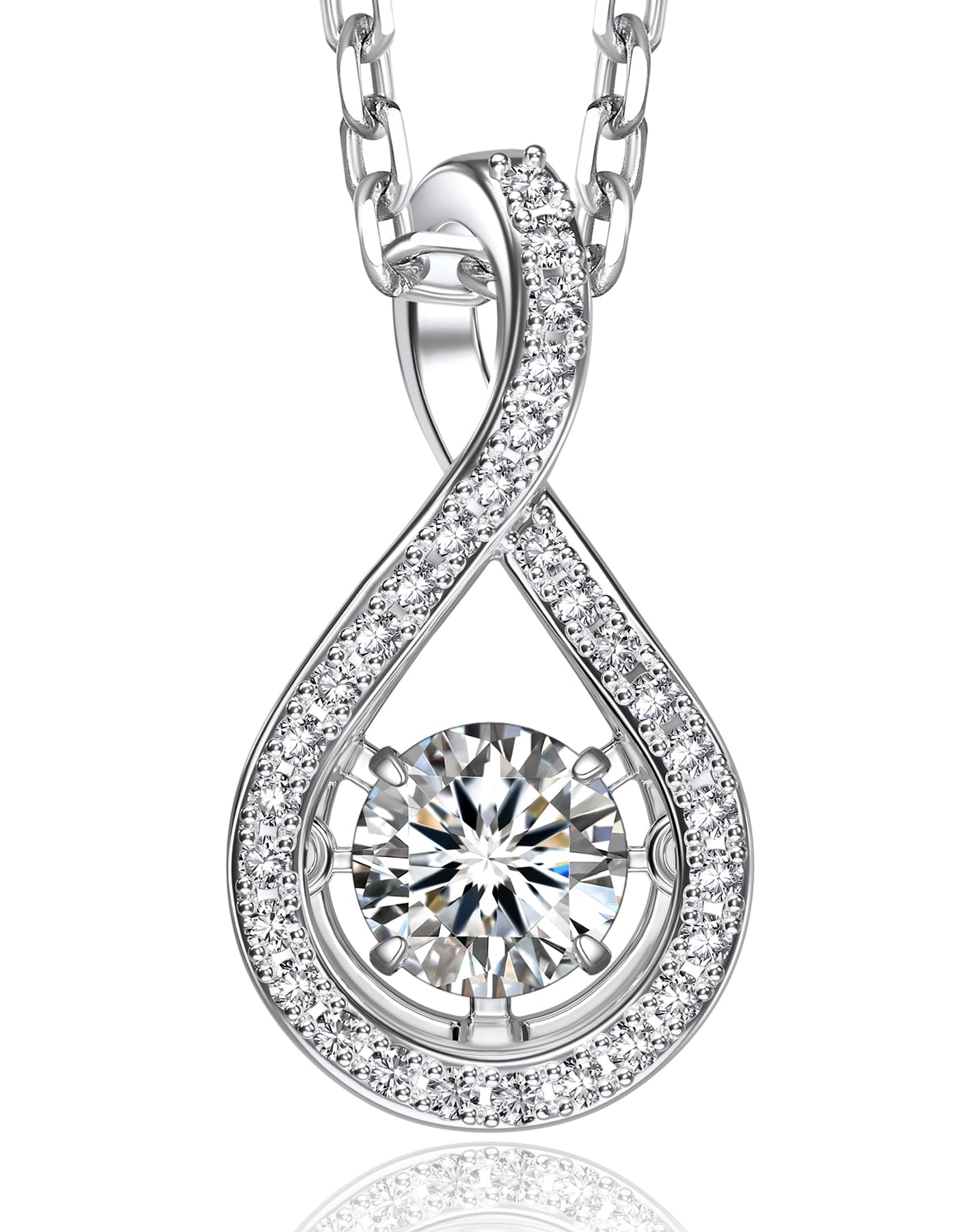 MomentWish Infinity Moissanite Necklace for Women 0.5Carat D Color VVS1 925 Sterling Silver Moissanite Pendant Necklace Anniversary Birthday Gifts for Wife