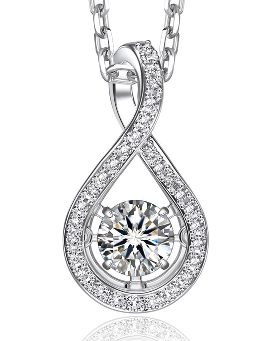MomentWish Infinity Moissanite Necklace for Women 0.5Carat D Color VVS1 925 Sterling Silver Moissanite Pendant Necklace Anniversary Birthday Gifts for Wife