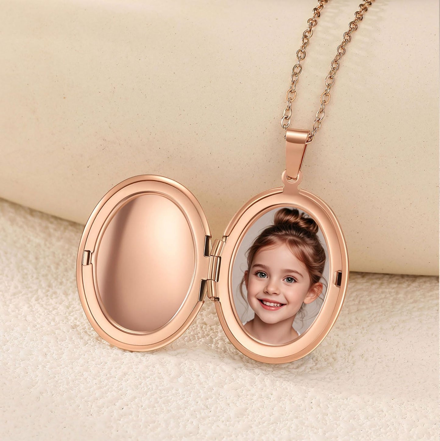 PHOCKSIN Rose Gold Oval Locket Necklace For Women Locket Necklace that Hold Pictures For Girlfriend Best Gifts for Birthday Mothers Day