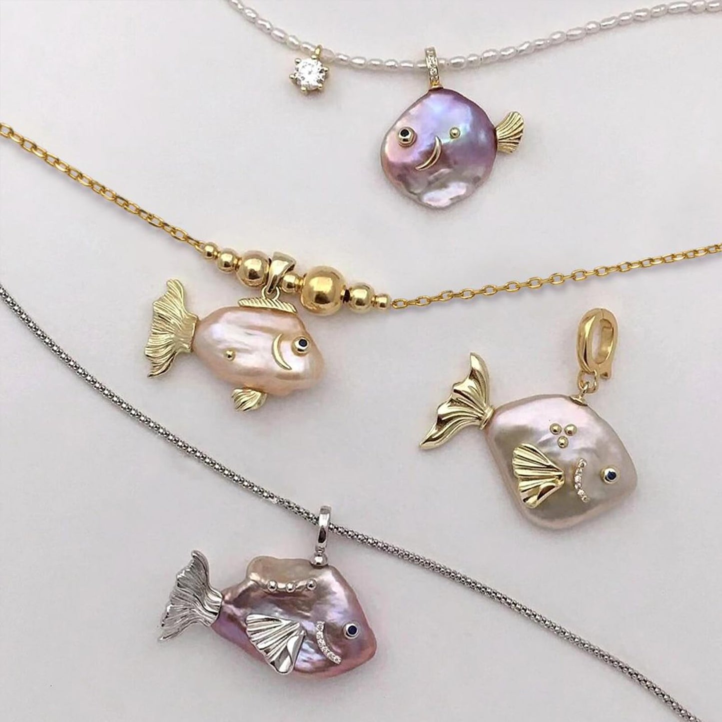 Hipearl Goldfish Pearl Necklace for Women 18k Gold-plated 14-20mm Freshwater Pearl Baroque Fish Necklace for Mom Daughter | Anniversary Birthday Gift | 18"+2.5" extender