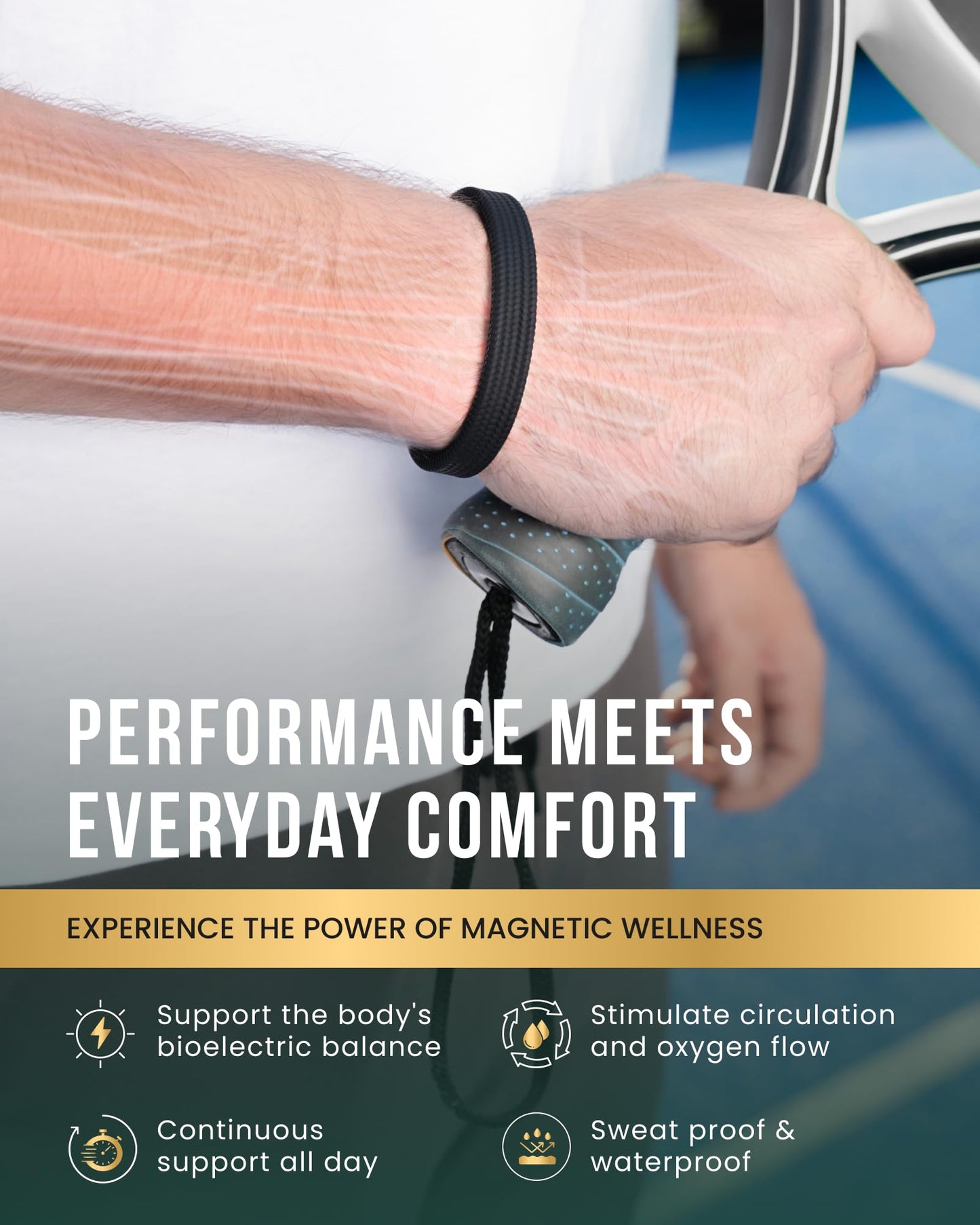MagnetRX® Magnetic Sports Bracelet for Men – Ultra Strength Magnetic Balance Bracelet for Men & Women with Adjustable Clasp – Waterproof & Sweatproof Silicone Golf Bracelets for Everyday Wear