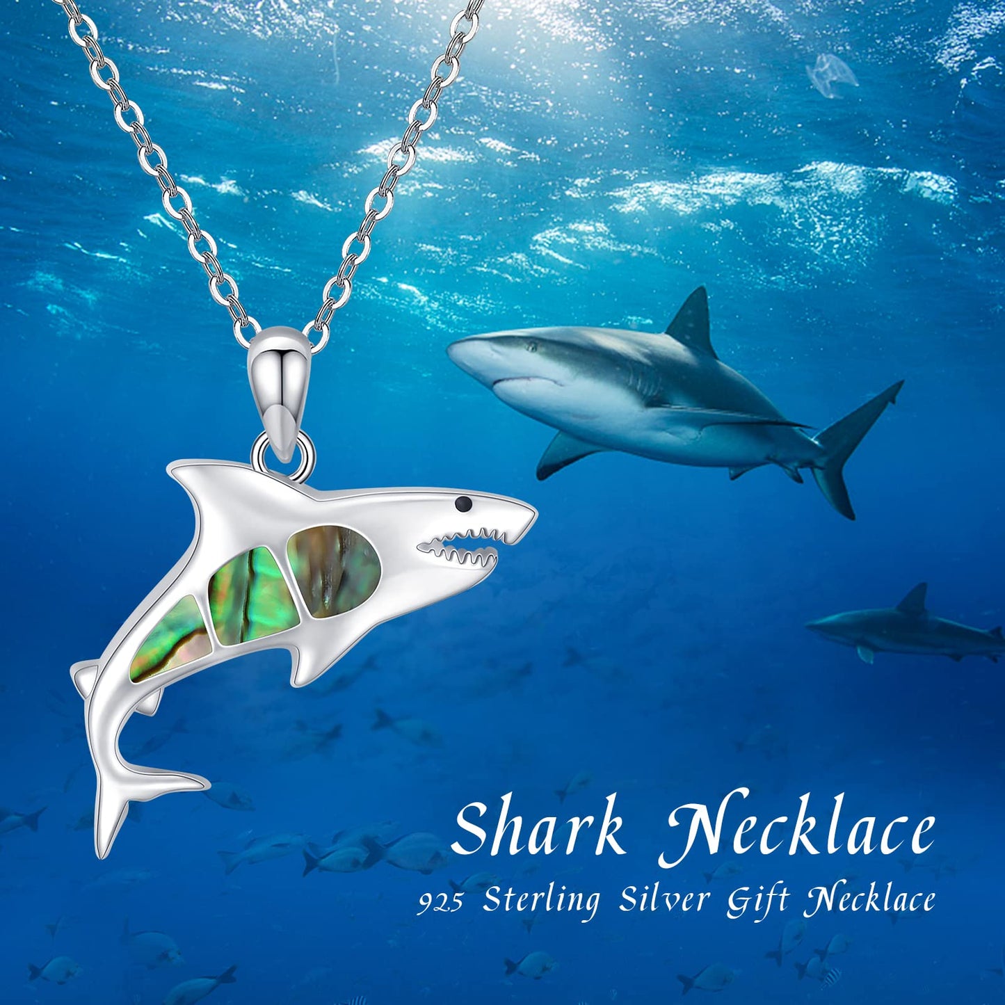 KoyeKei Shark Necklace for Women 925 Sterling Silver Shark Pendant Ocean Necklace Beach Jewelry Graduation Gifts for Mom Wife Sister Girlfriend Shark Lovers