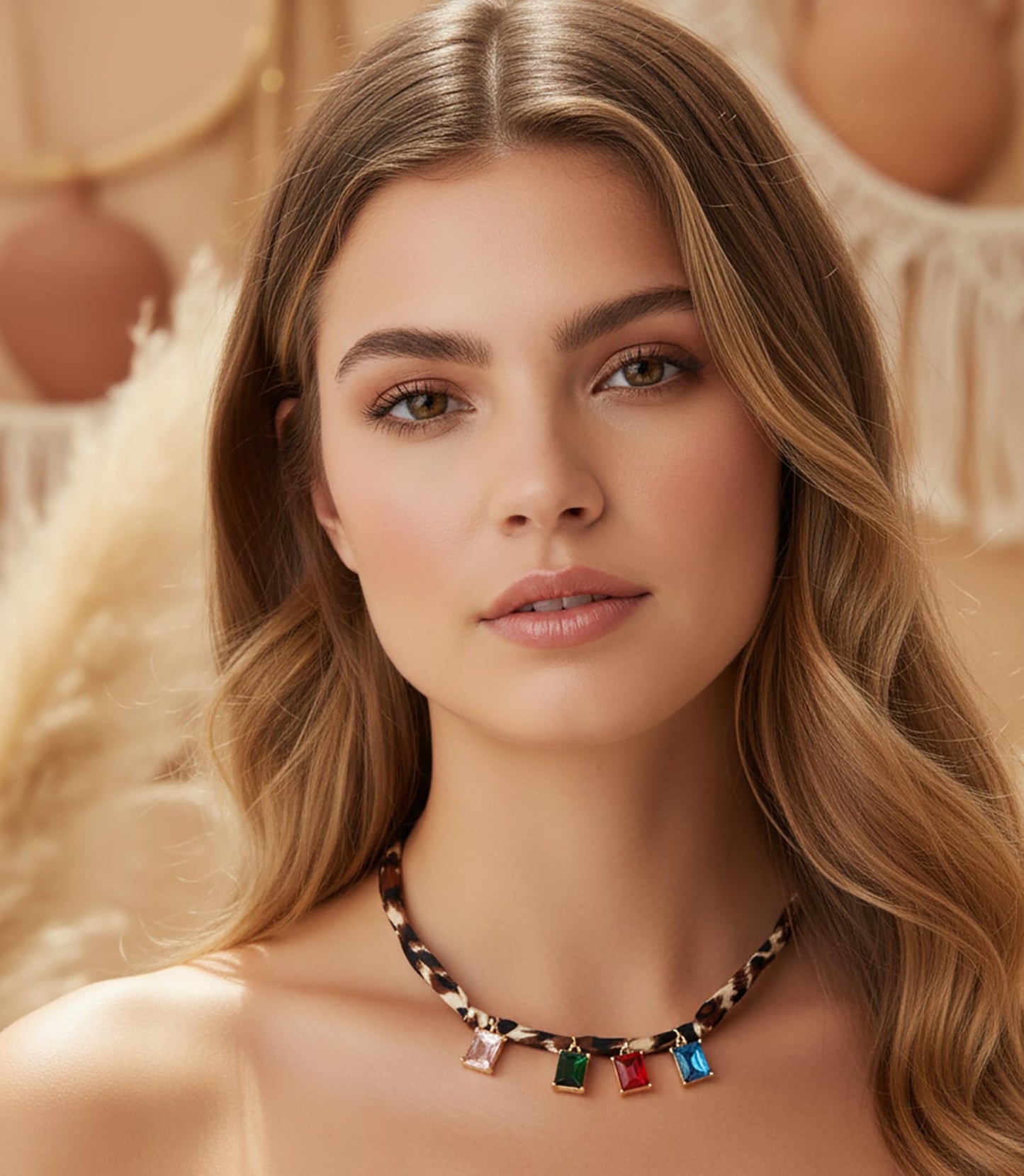 Wailike Scarf Necklace with Charm for Women Leopard Choker Necklaces Silk Tie Necklaces Scarfs Choker Necklaces Jewelry GD5