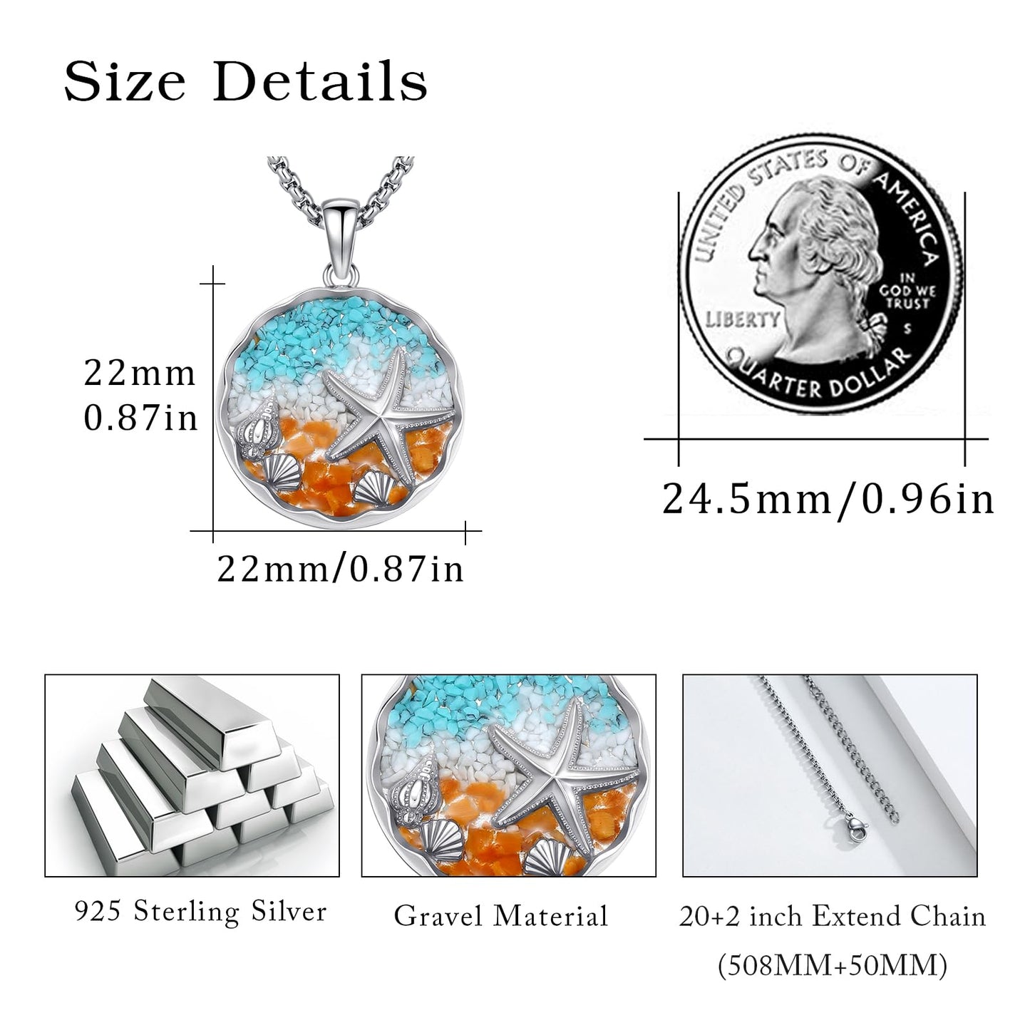 Cuoka Starfish Necklace For Women Crushed Turquoise Tiger's Eye White Turquoise Gradual Gradient Gradient Boho Charms Seashell Sea Shell Ocean Summer Beach Beaded Necklace Shell Starfish Charms Fashion Jewelry Gifts Beach Vacation Essentials Adjustable Ch