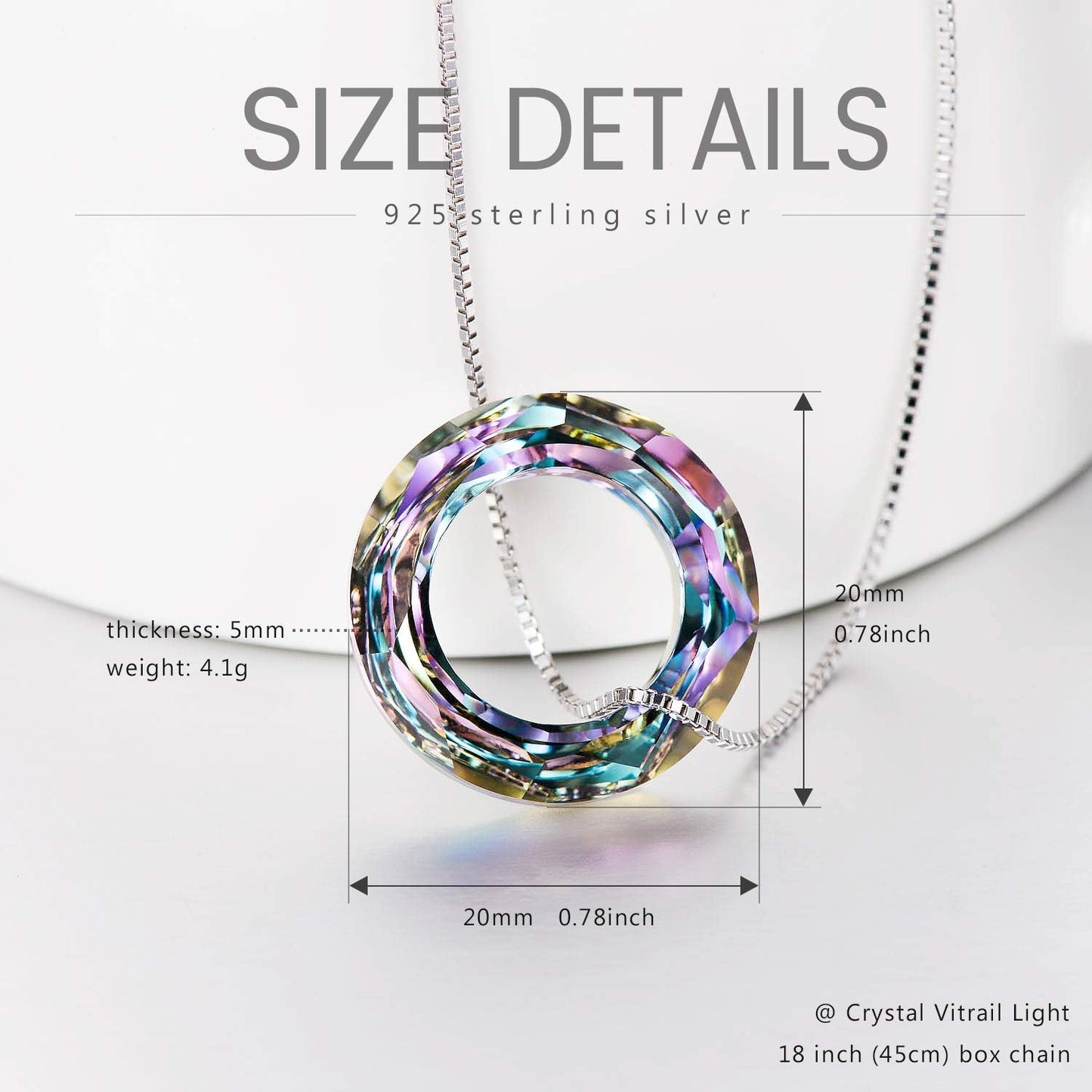 AOBOCO Circle Crystal Necklace 925 Sterling Silver Purple Crystal Pendant Necklace for Women with Austrian Crystal Jewelry for Women Christmas Birthday Holiday Gifts (Dia 0.78'' Circle Purple)
