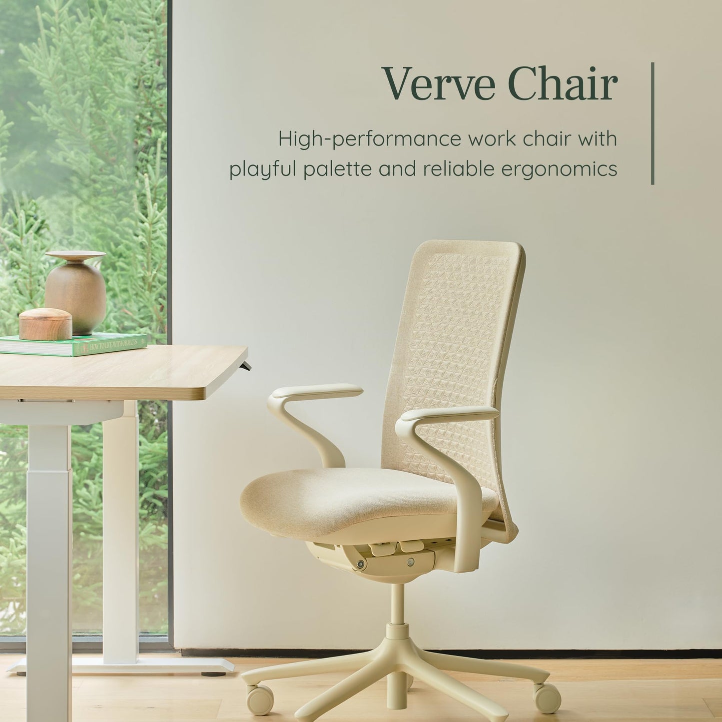 Branch Verve Chair - High Performance Executive Office Chair with Contoured Back and Adjustable Lumbar Support - High Density Foam Cushion and 3D Knit Back - Fits 5' to 6', Up to 275 lbs, Wheat