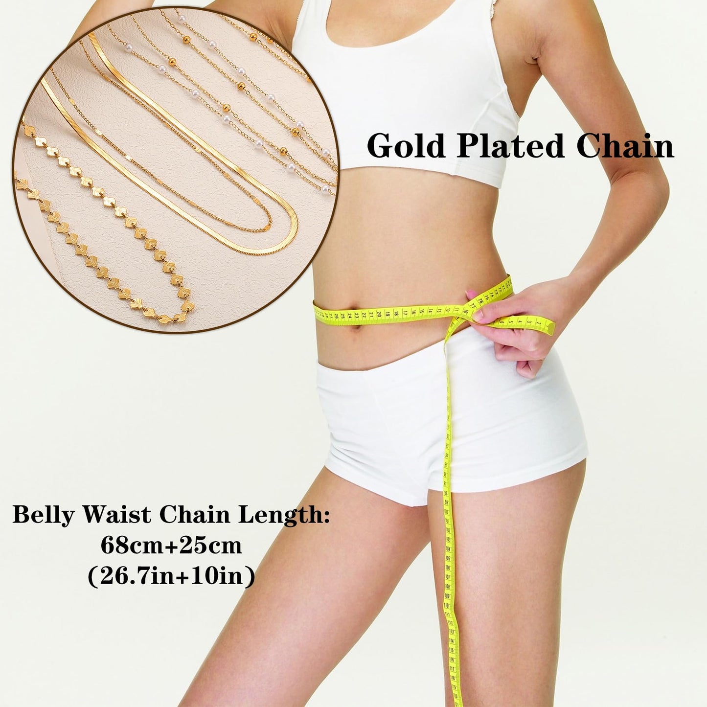 Gold Body Chain for Women Belly Waist Chain Sexy Bikini Beach Jewelry for Women Waterproof Cute Hips Stomach Bead Coin Turquoise Charm chain Belt Summer Accessories Gift For Her Bohemian Boho Jewelry