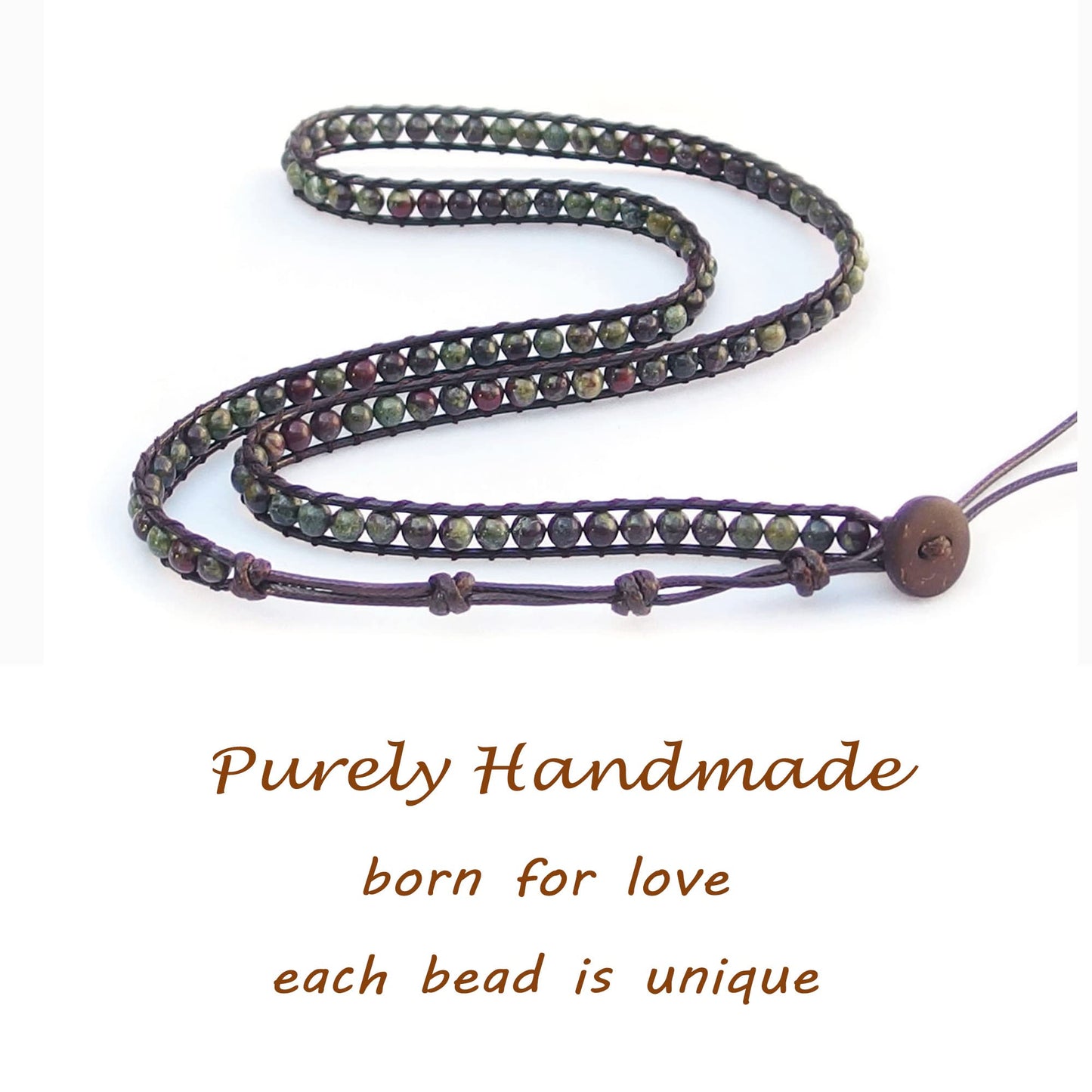 Ayriwoyi Leather Wrap Bracelet for Women Natural Beaded Stone Bracelets Dragon Blood Womens Boho Bracelet Adjustable Handmade Jewelry Gifts for Women
