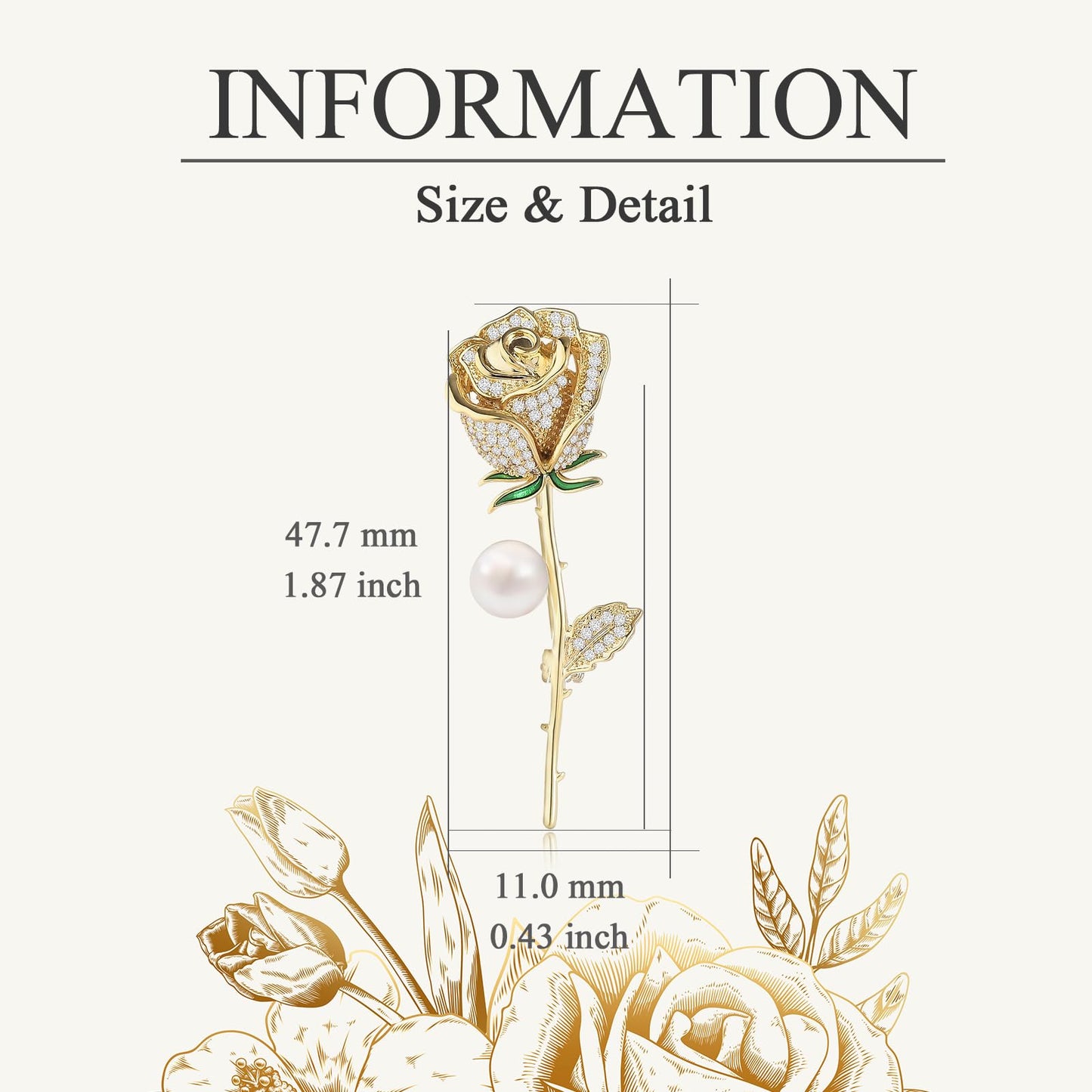 EMEGCY Gold Rose Brooches Rose Pin Brooch 18k Gold Plated Flower Lapel Pin Jewelry Gift for Women Wife Bride Birthday Wedding