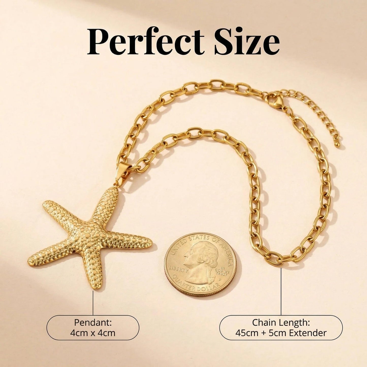 LSXHASGLD Delicate Starfish Pendant Necklace for Women, Stainless Steel Gold and Silver Tone Twisted Chain, Adjustable Summer Ocean Beach Jewelry